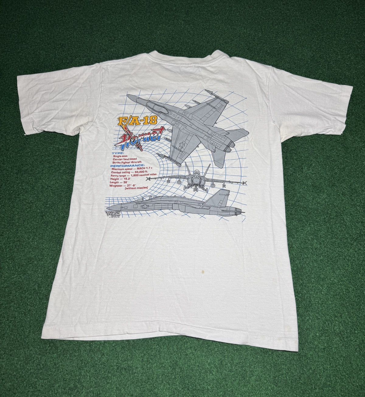 Vintage Vintage 80s FA 18 Hornet Military Fighter Jet Med T Shirt Size US M / EU 48-50 / 2 - 3 Thumbnail