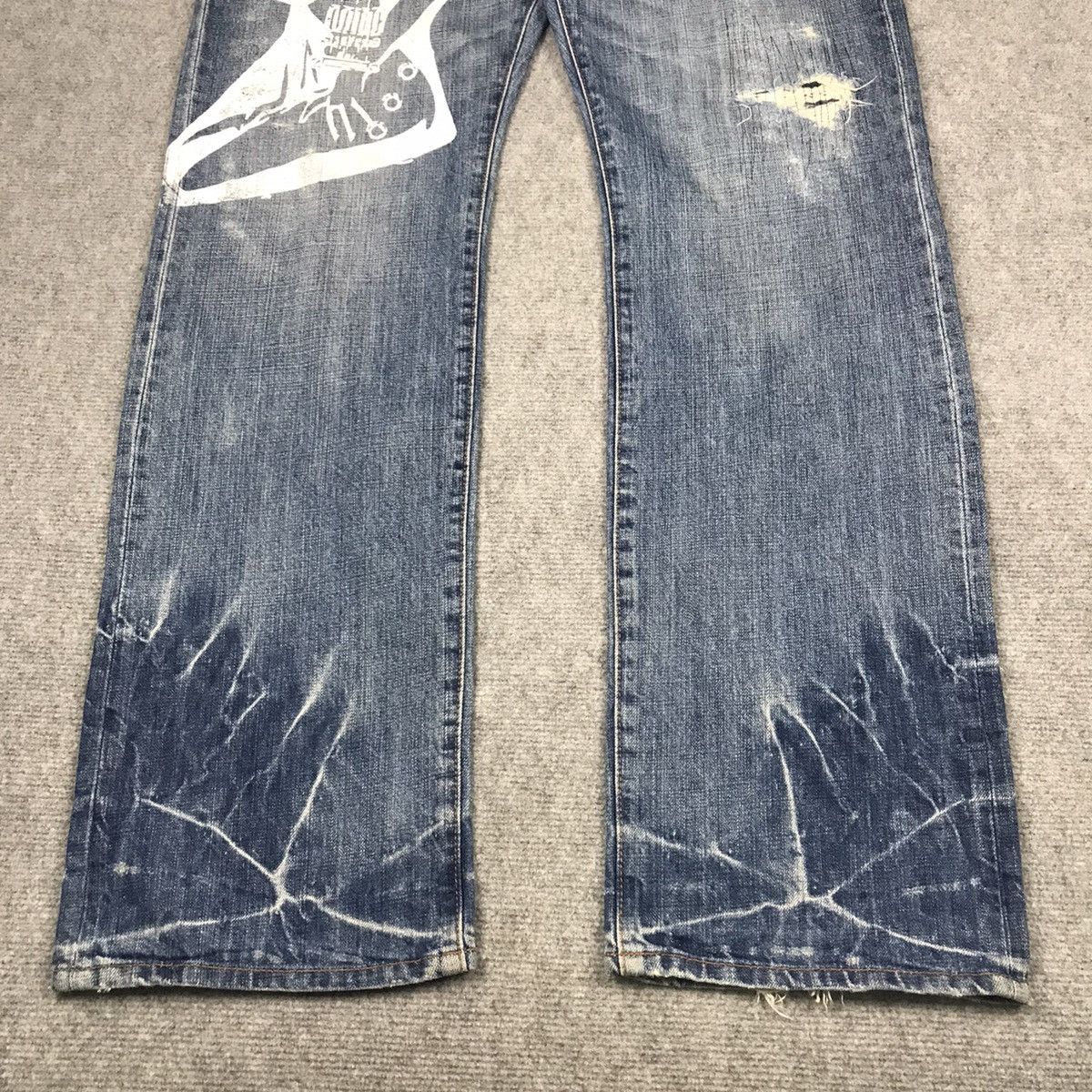 Japanese Brand BACK NUMBER JAPANESE DISTRESSED ART DENIM PANTS 142 Size US 34 / EU 50 - 2 Thumbnail