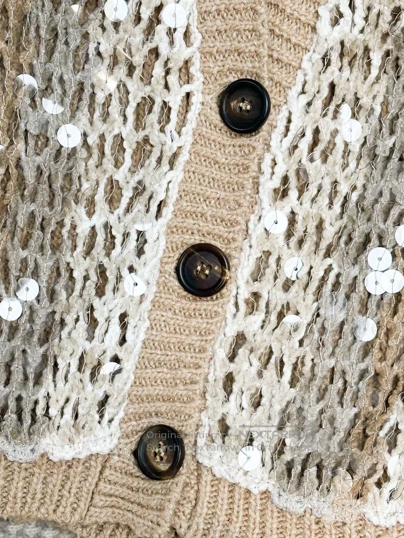 Brunello Cucinelli Brunello Cucinelli Caramel Khaki Color Mixed Sequin Knitte Size XS / US 0-2 / IT 36-38 - 3 Thumbnail