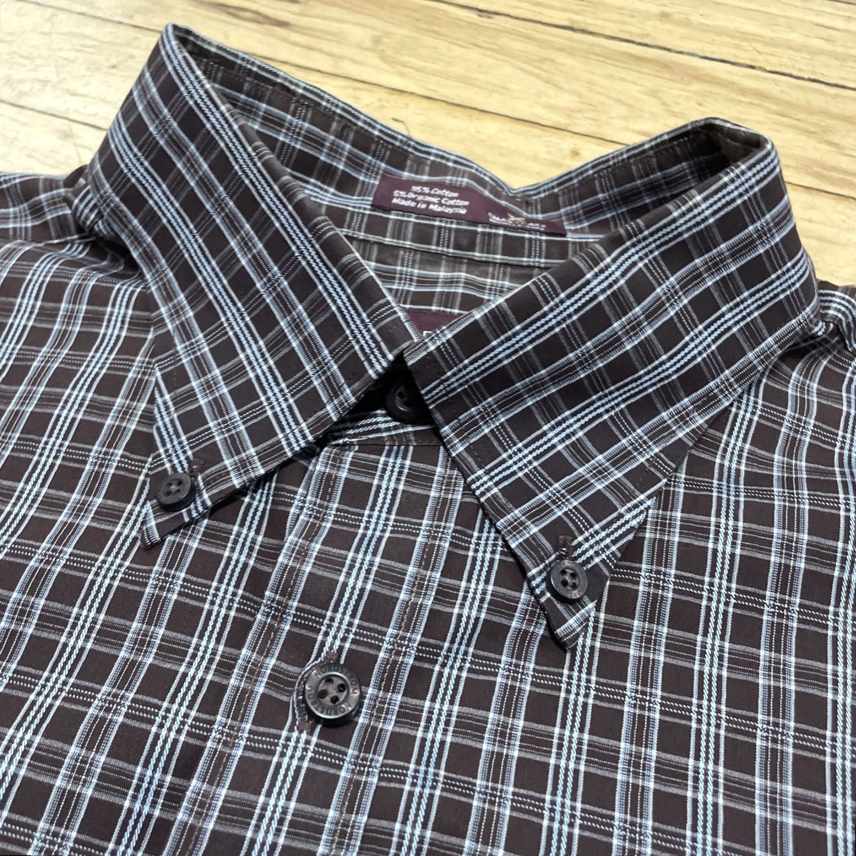Nordstrom Nordstrom Vintage 90s Smartcare Shirt Men L Brown Plaid Organic Cotton Western Shirt Size US M / EU 48-50 / 2 - 4 Thumbnail