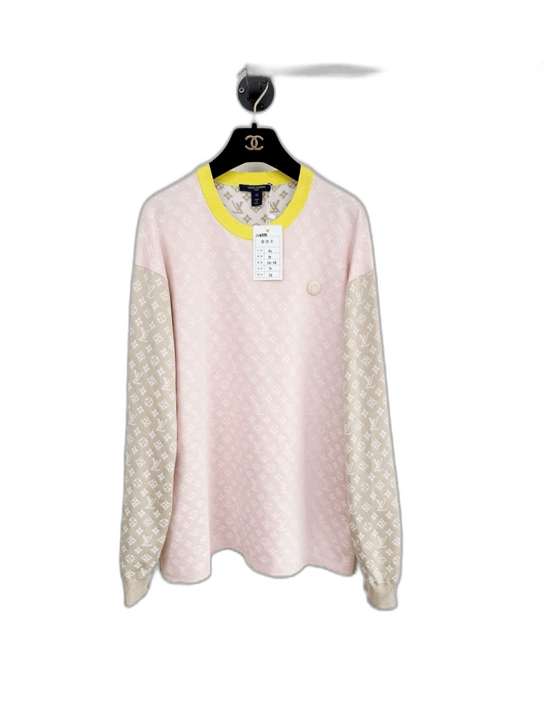 Louis Vuitton Louis Vuitton Pink Knit Sweater with Beige Sleeves Size L / US 10 / IT 46 - 1 Thumbnail