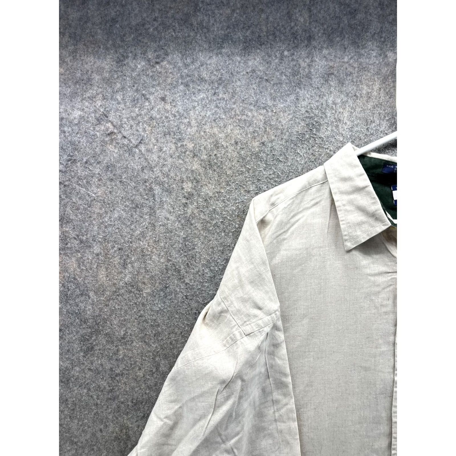 Tommy Hilfiger VINTAGE Tommy Hilfiger Shirt Mens Large Beige Linen Short Sleeve Button Front 90s Casual Size US L / EU 52-54 / 3 - 6 Thumbnail