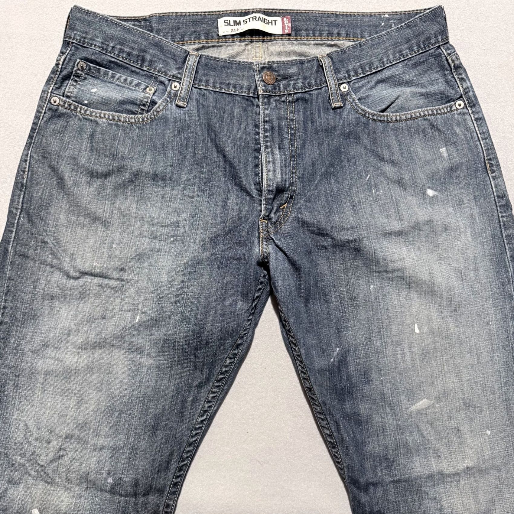 Levi's Levi's 514 Jeans Men Slim Straight Blue Denim Zip Fly 36x30 Distressed 5-Pocket Design Vintage N/A Size US 36 / EU 52 - 3 Thumbnail