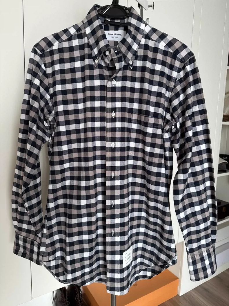 Thom Browne Thom Browne Check Button-Up Shirt - dmc Size US M / EU 48-50 / 2 - 1 Thumbnail