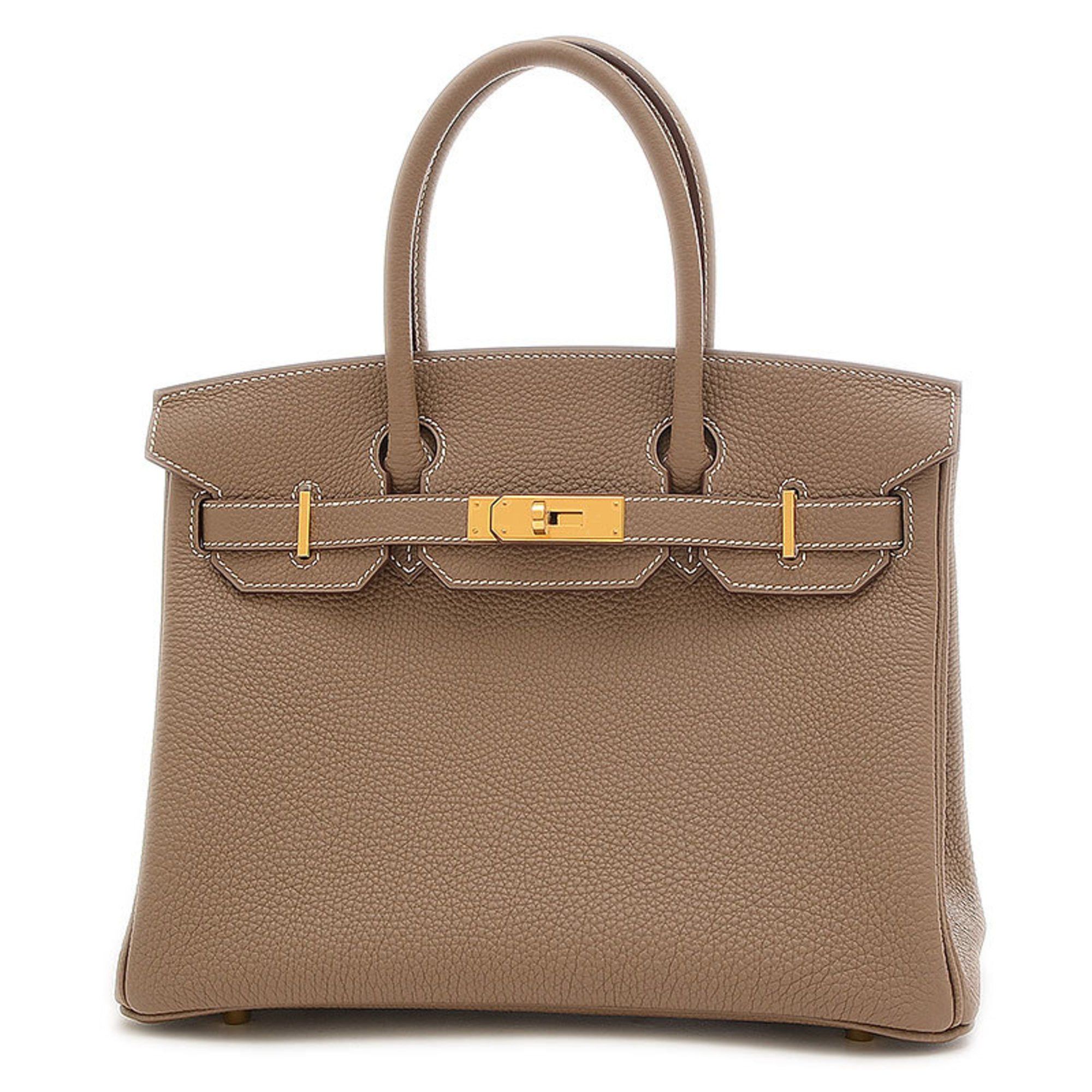 image of Hermes Birkin 30 Handbag Togo Etoupe W Engraved in Etoupe Gray, Women's