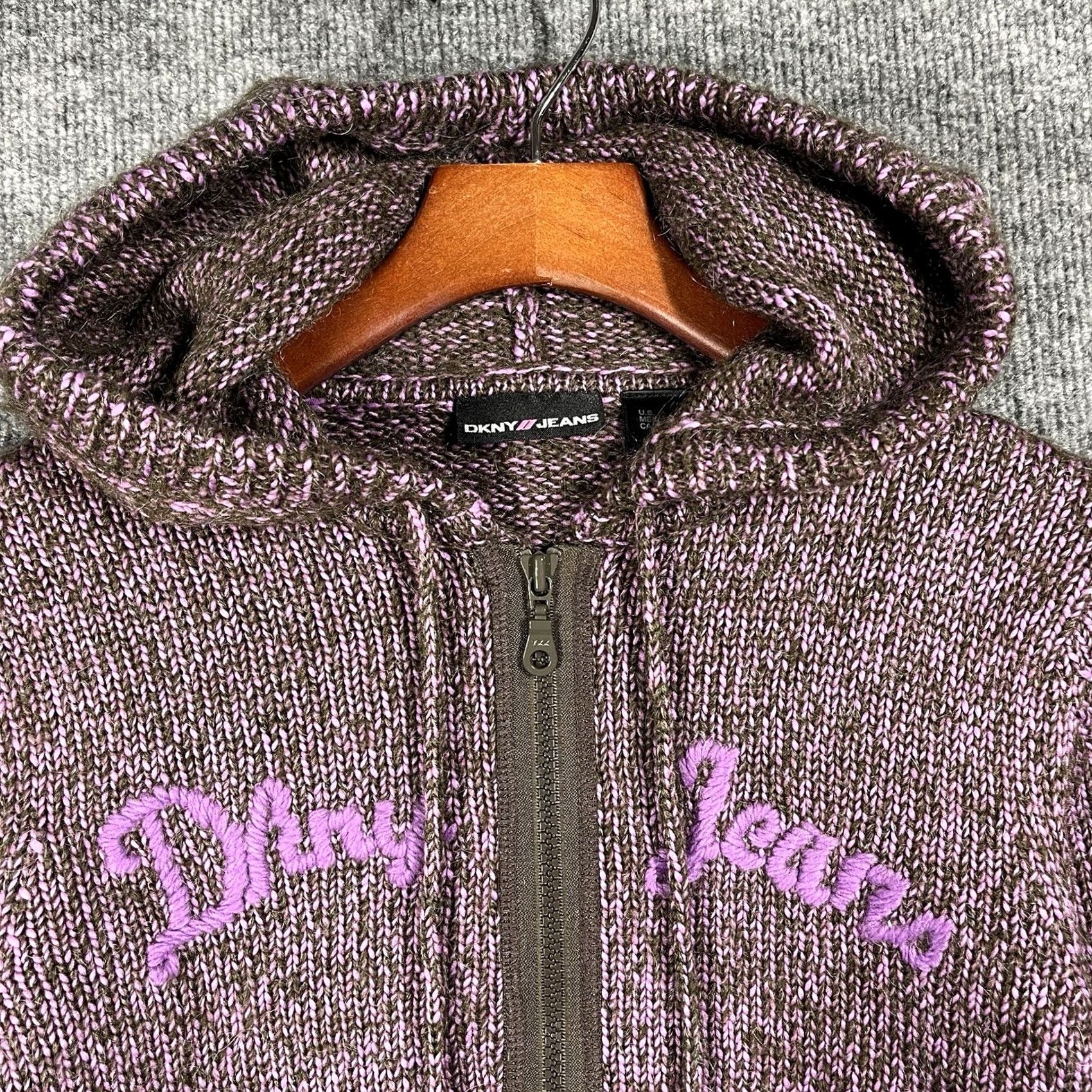 DKNY VINTAGE DKNY Jeans Zip Hoodie Shirt Womens L Pink 90s Bratz Mohair Knit Cropped Brat Y2K NWT Size L / US 10 / IT 46 - 2 Thumbnail