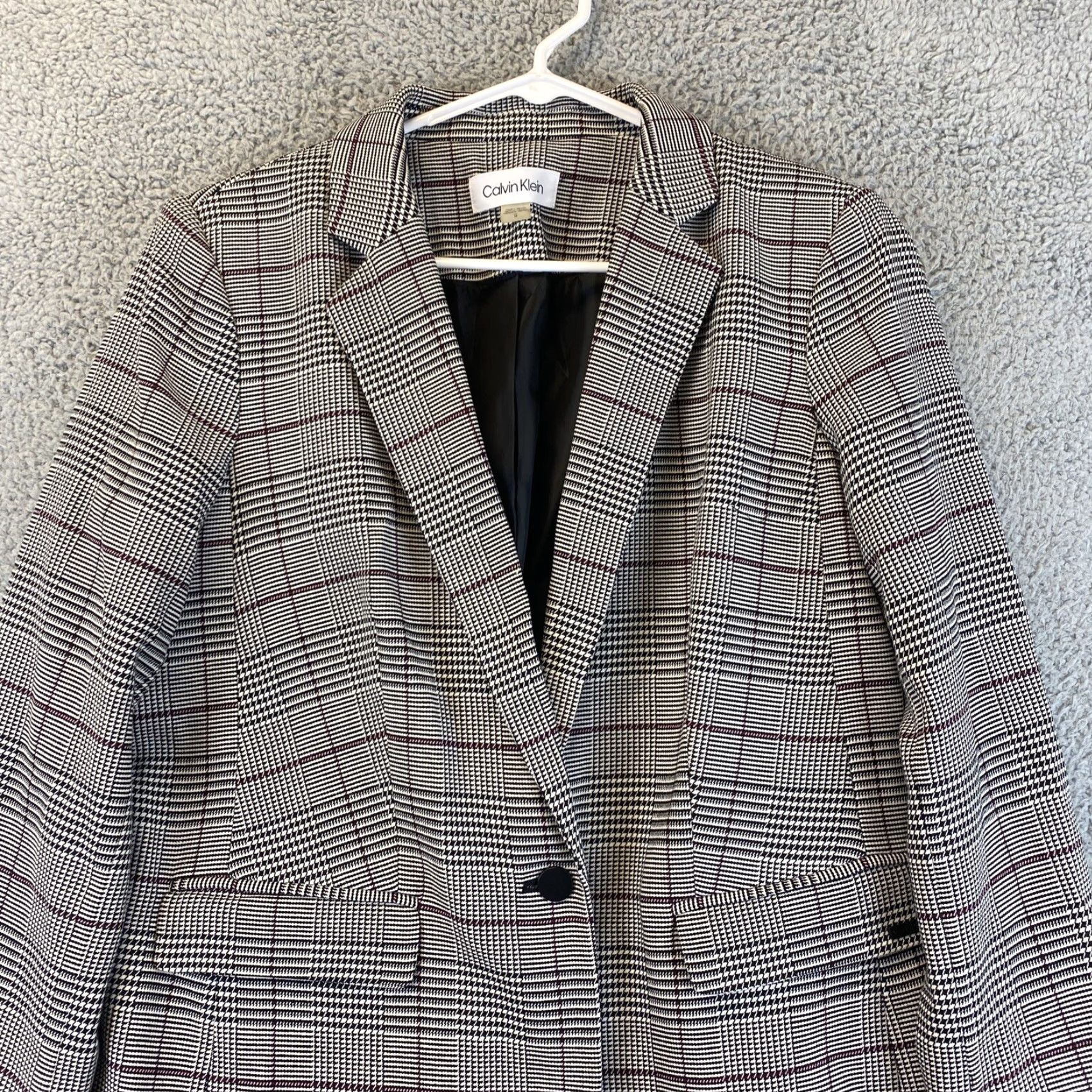 Calvin Klein Calvin Klein Size 12 Plaid Gray Black One Button Women’s Coat Long / 50-5 Overcoat Coat Trench JACKET/COAT? Size XL / US 12-14 / IT 48-50 - 2 Thumbnail