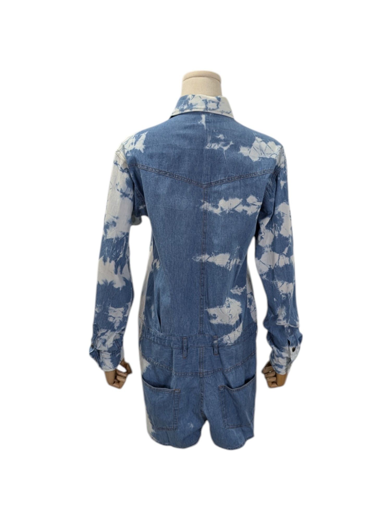 Isabel Marant Denim Tie-Dyed Print Short Jumpsuit Size 26" / US 2 / IT 38 - 2 Thumbnail