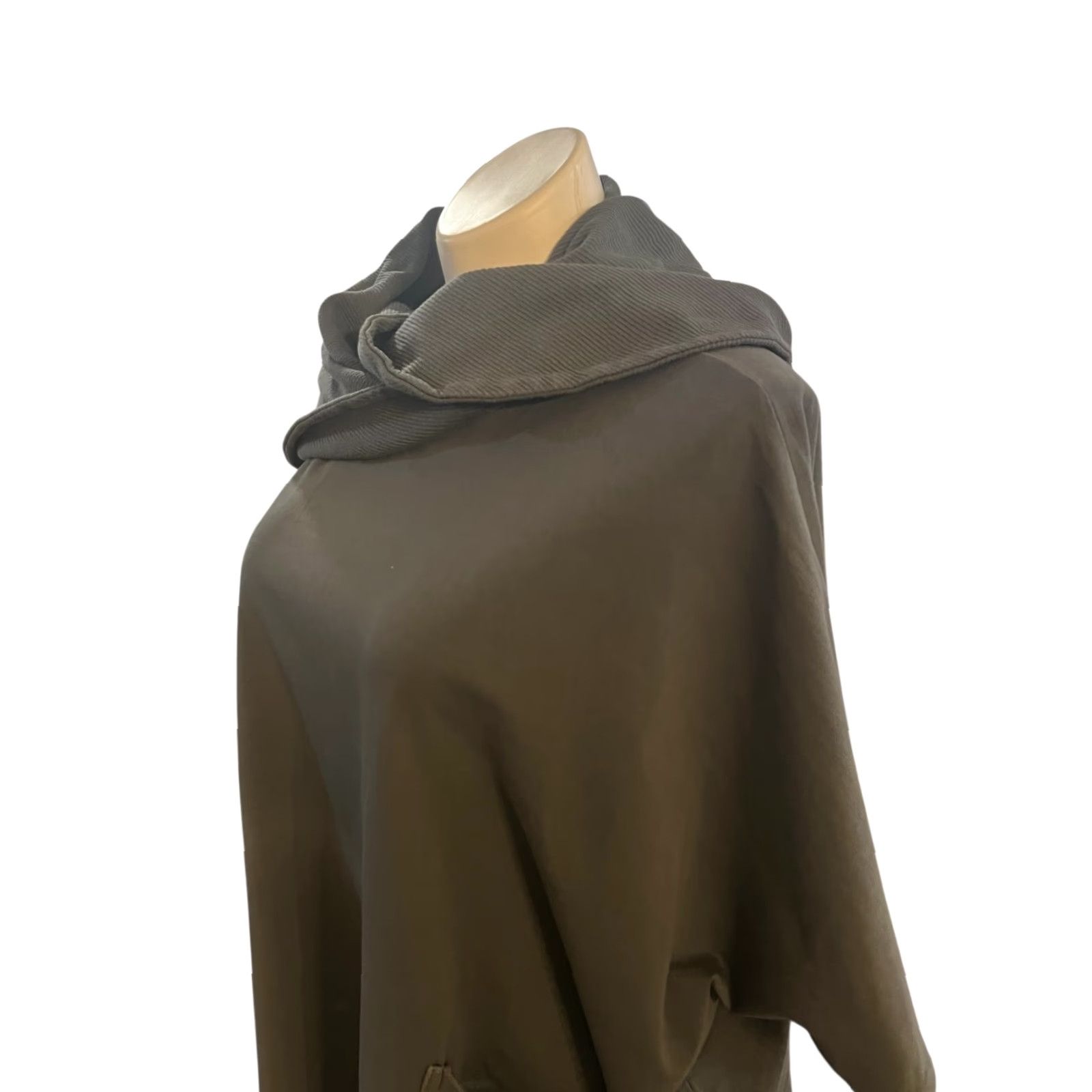 Vintage Tina Stephens Cotton Cowl Neck Wrap Jacket One Size Gray Lagenlook Size ONE SIZE - 2 Thumbnail