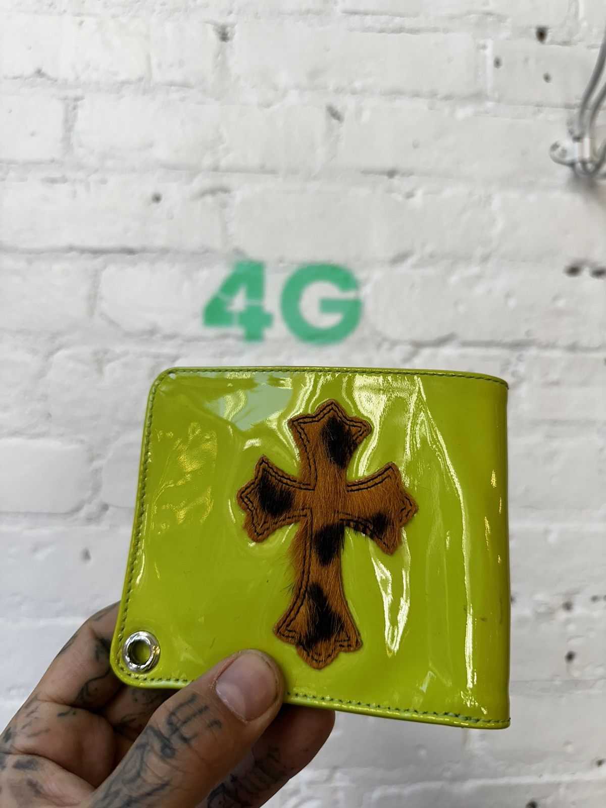 Chrome Hearts CHROME HEARTS 1/1 LIME GREEN CHEETAH LEOPARD CROSS WALLET Size ONE SIZE - 4 Thumbnail