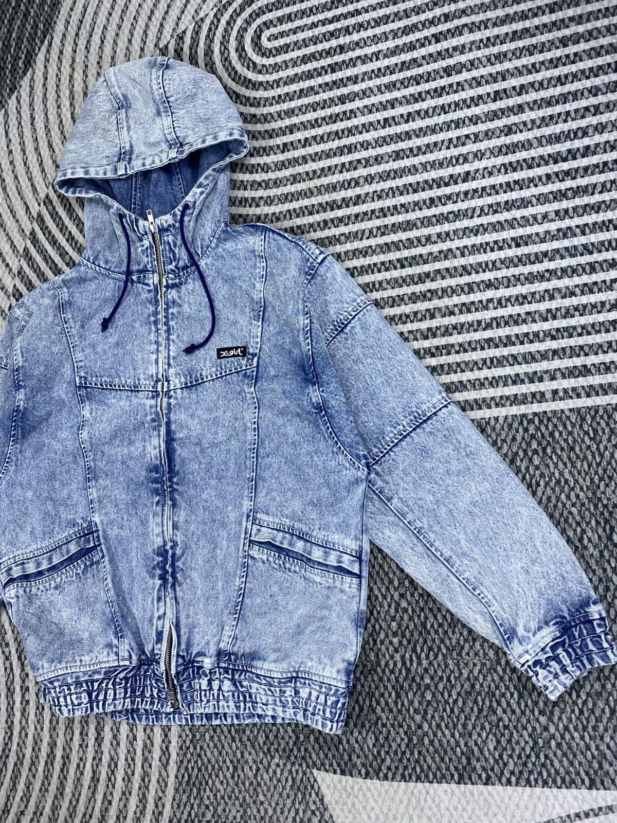 Hysteric Glamour Vintage X-Girl Washed Blue Hooded Denim Zip-Up Jacket Size US M / EU 48-50 / 2 - 4 Thumbnail