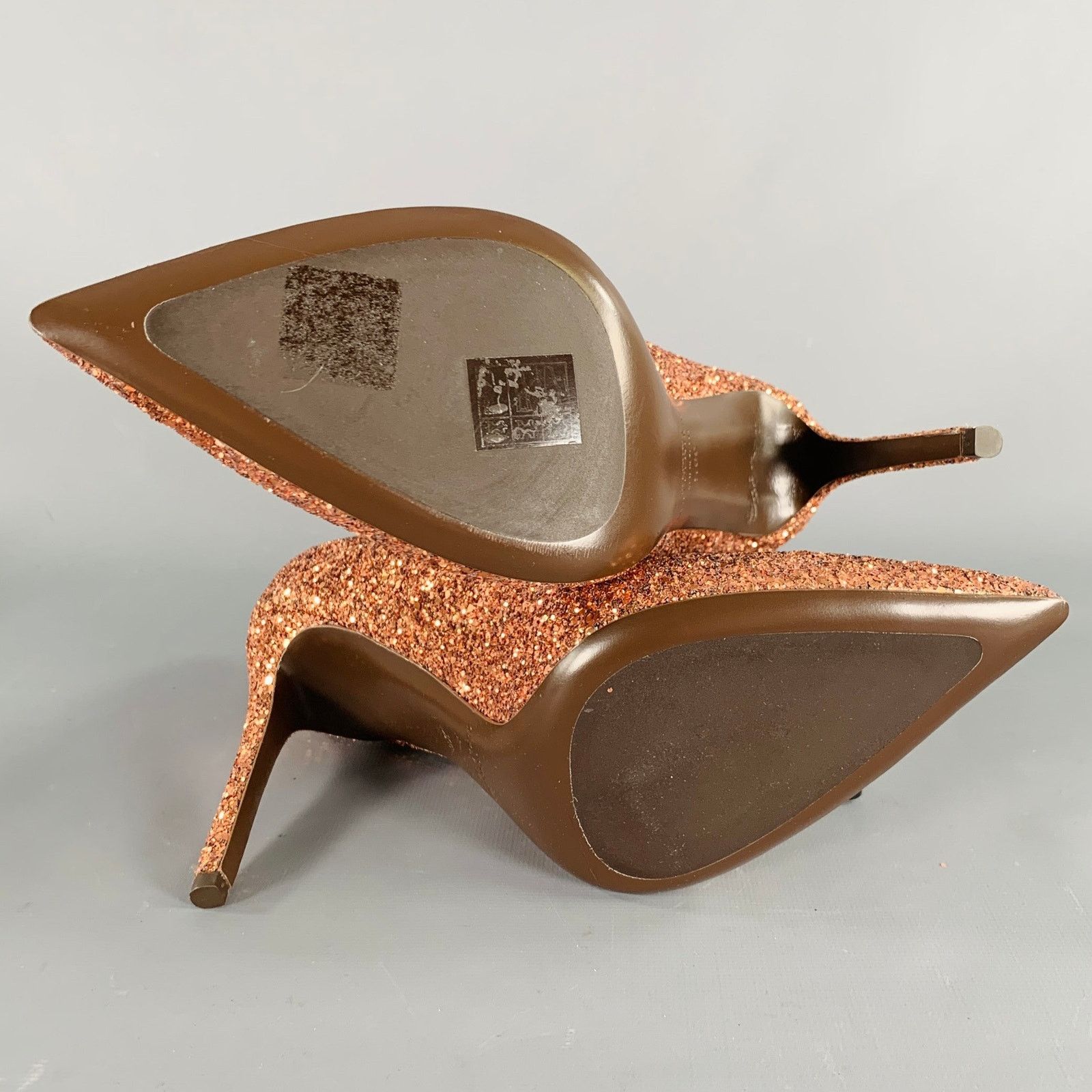 Michael Kors Size 9.5 Copper Glittered Leather Trim Stiletto Pumps Size US 9.5 / IT 39.5 - 6 Thumbnail