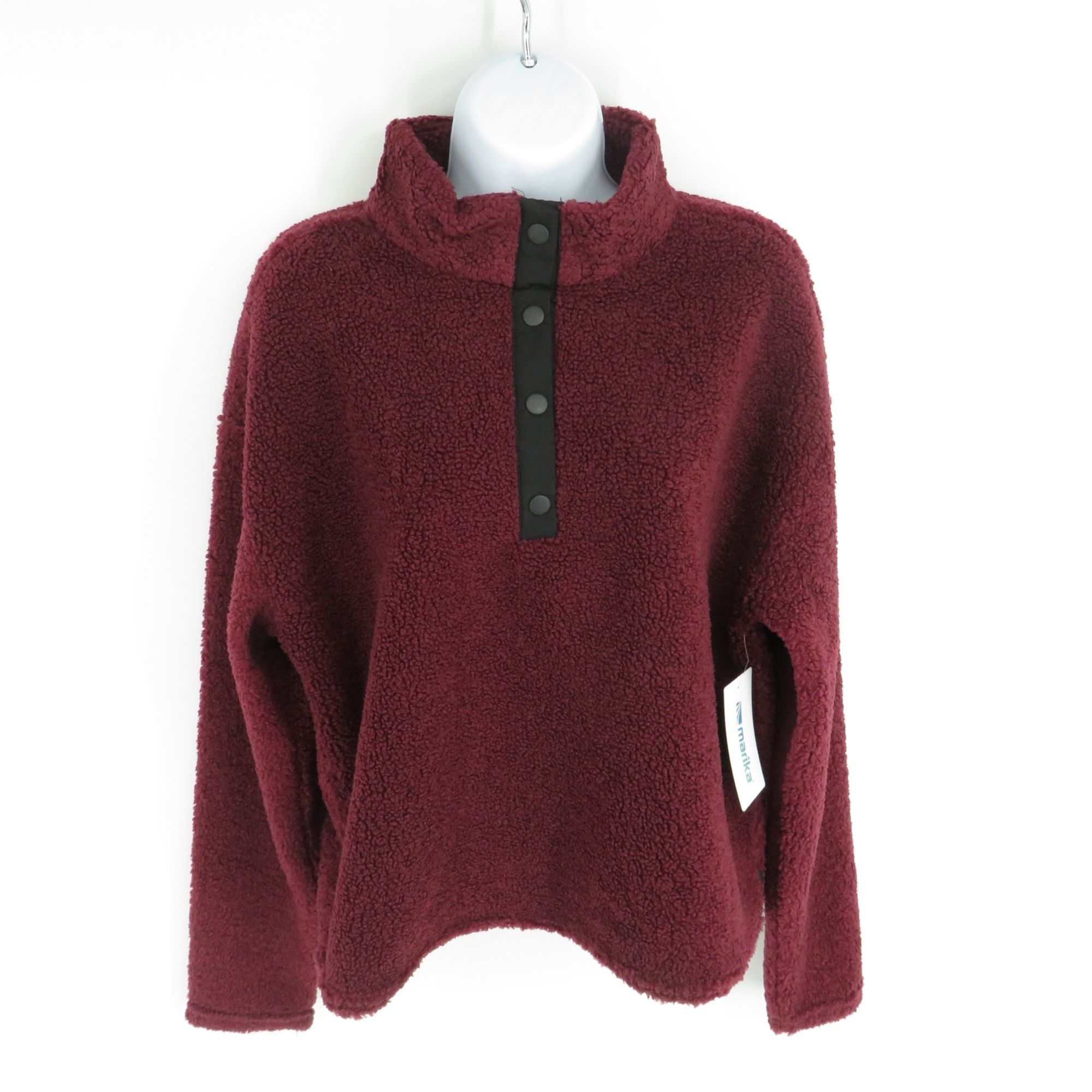 Other Marika Womens Burgundy Fleece Quarter Snap Pullover Sweater Size L / US 10 / IT 46 - 1 Thumbnail