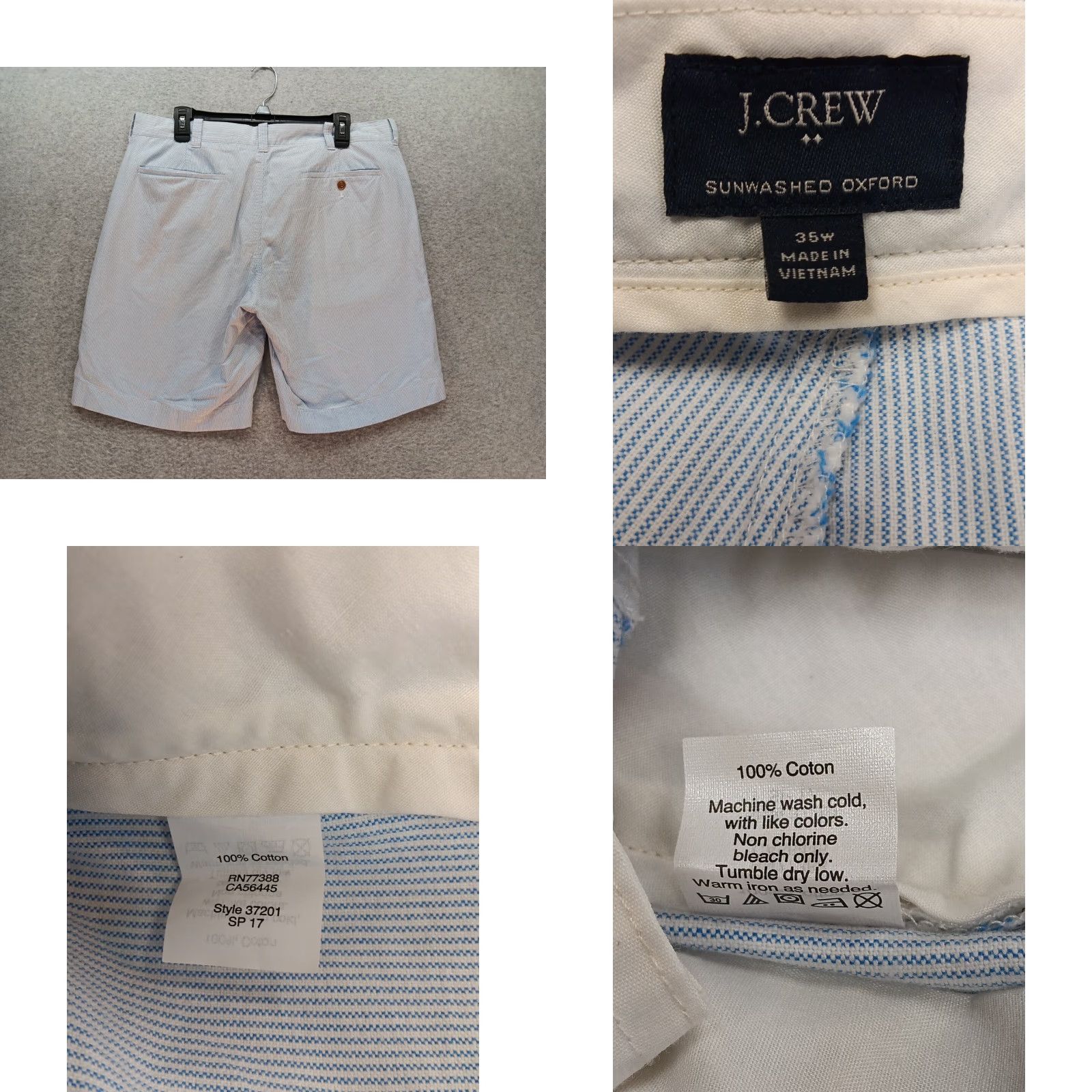 J.Crew J.CREW Chino Shorts Mens 36 Light Blue Nautical Stripes Sunwashed Oxford 9" Ins Size US 36 / EU 52 - 8 Thumbnail