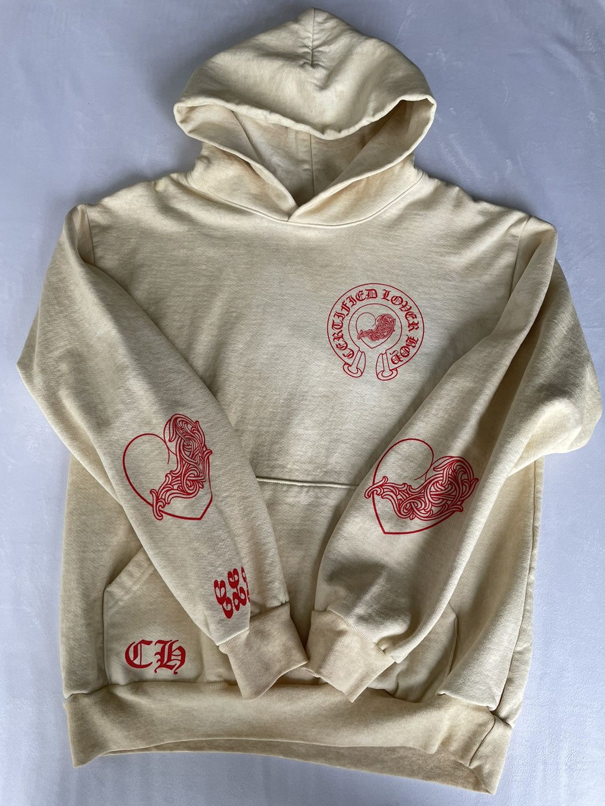 image of Chrome Hearts x Drake Clb Chrome F&f Hoodie in Cream, Men's (Size Medium)