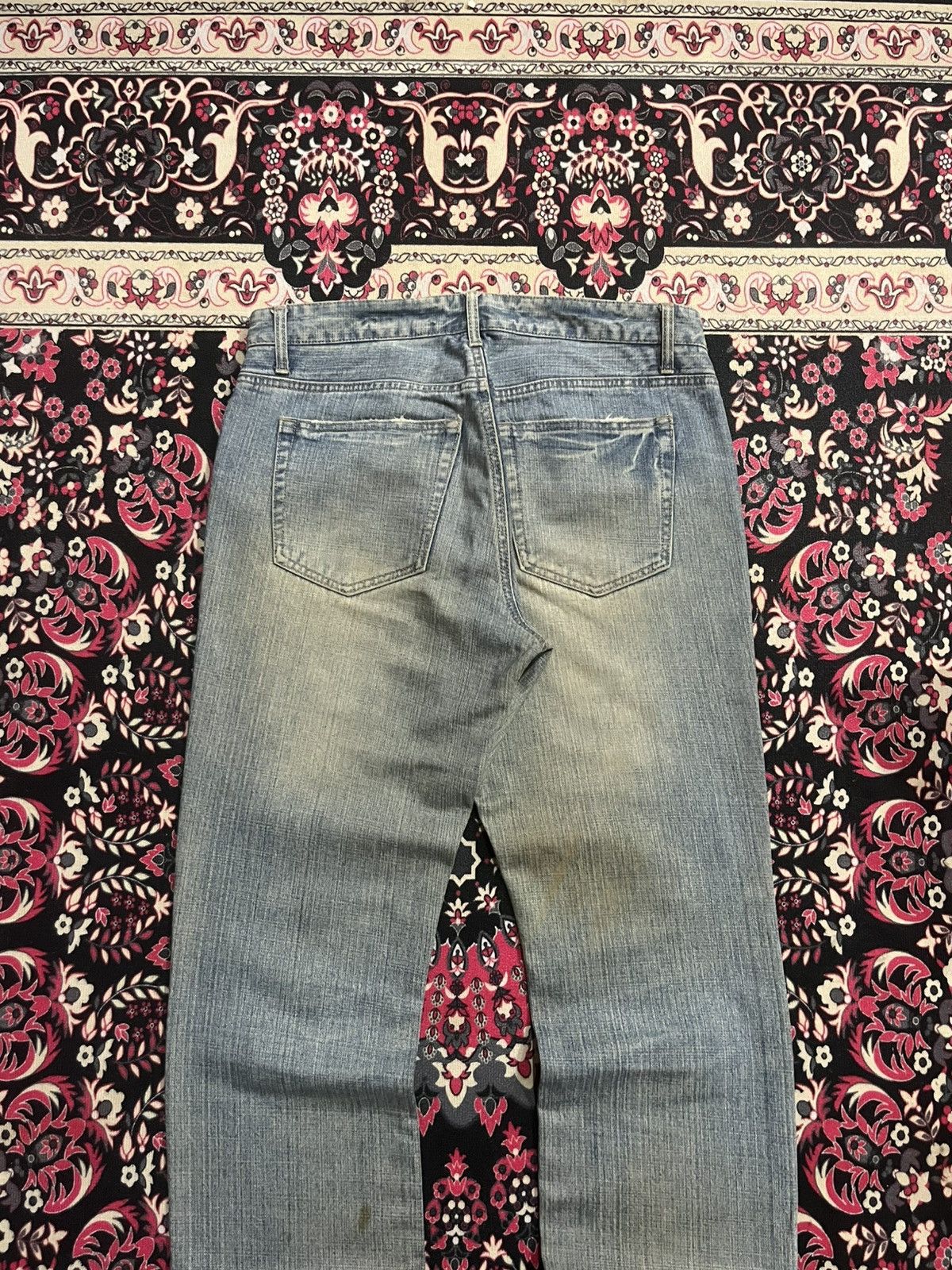 Karakuri Tamashii ⚡️Distressed⚡️Vintage Japanese Fish Koi Embroidery Mud Jeans Size US 34 / EU 50 - 6 Thumbnail