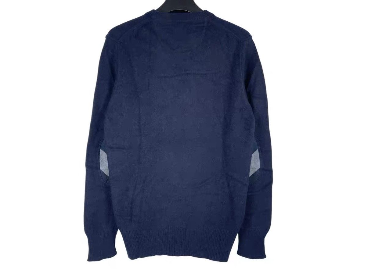 Burberry Burberry Navy Blue Check Detail Cashmere Sweater J31 Size US L / EU 52-54 / 3 - 2 Thumbnail