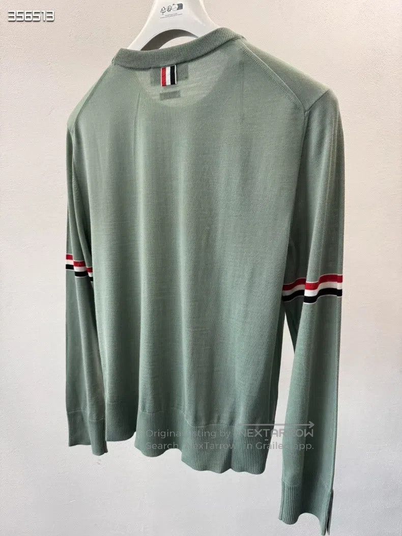 Thom Browne Thom Browne Double Sleeve Logo Tape Thin Wool Sweater Size US L / EU 52-54 / 3 - 2 Thumbnail