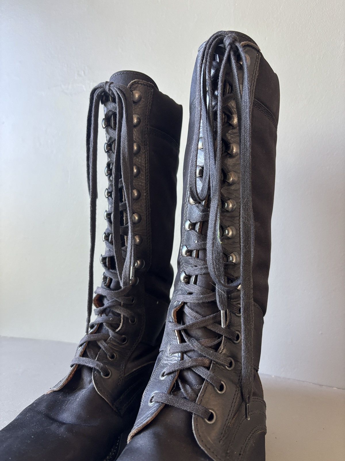 Lanvin Lanvin Boots Handmade in Italy Tall Combat Black Leather Size US 7 / EU 40 - 8 Thumbnail