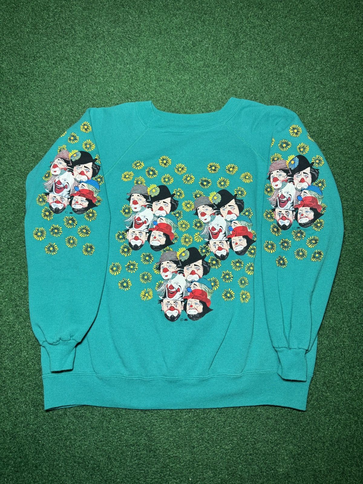 Vintage Clown Face Retro AOP Happy Sad Face 21x25 90s Sweatshirt Size L / US 10 / IT 46 - 4 Thumbnail