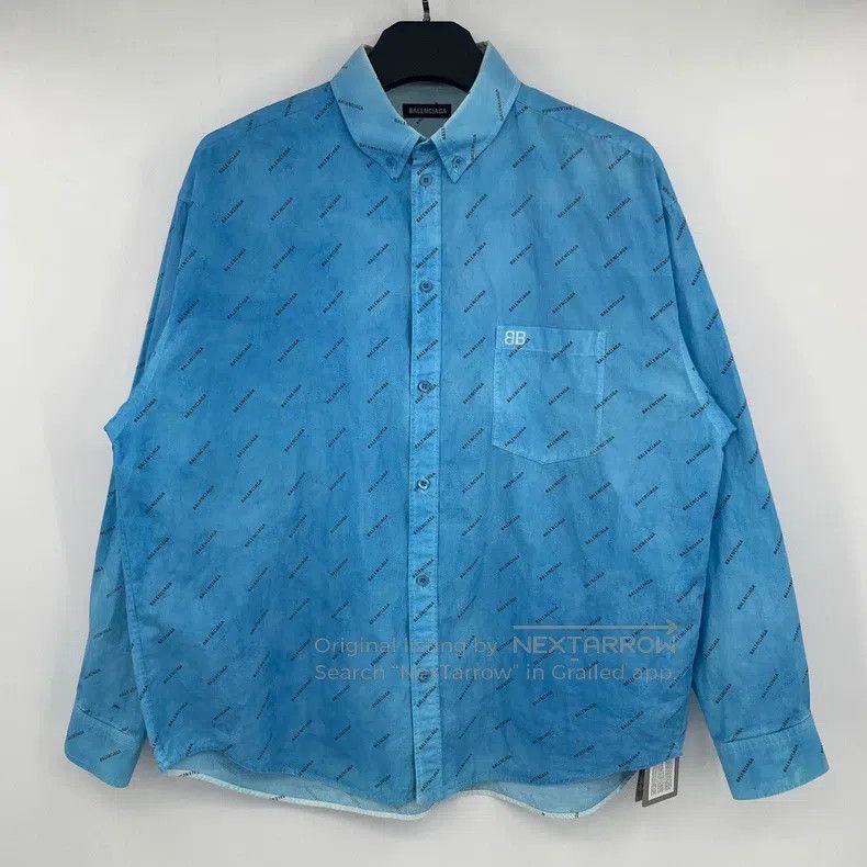 Balenciaga Balenciaga Blue full print barrage shirt Size XS / US 0-2 / IT 36-38 - 1 Thumbnail