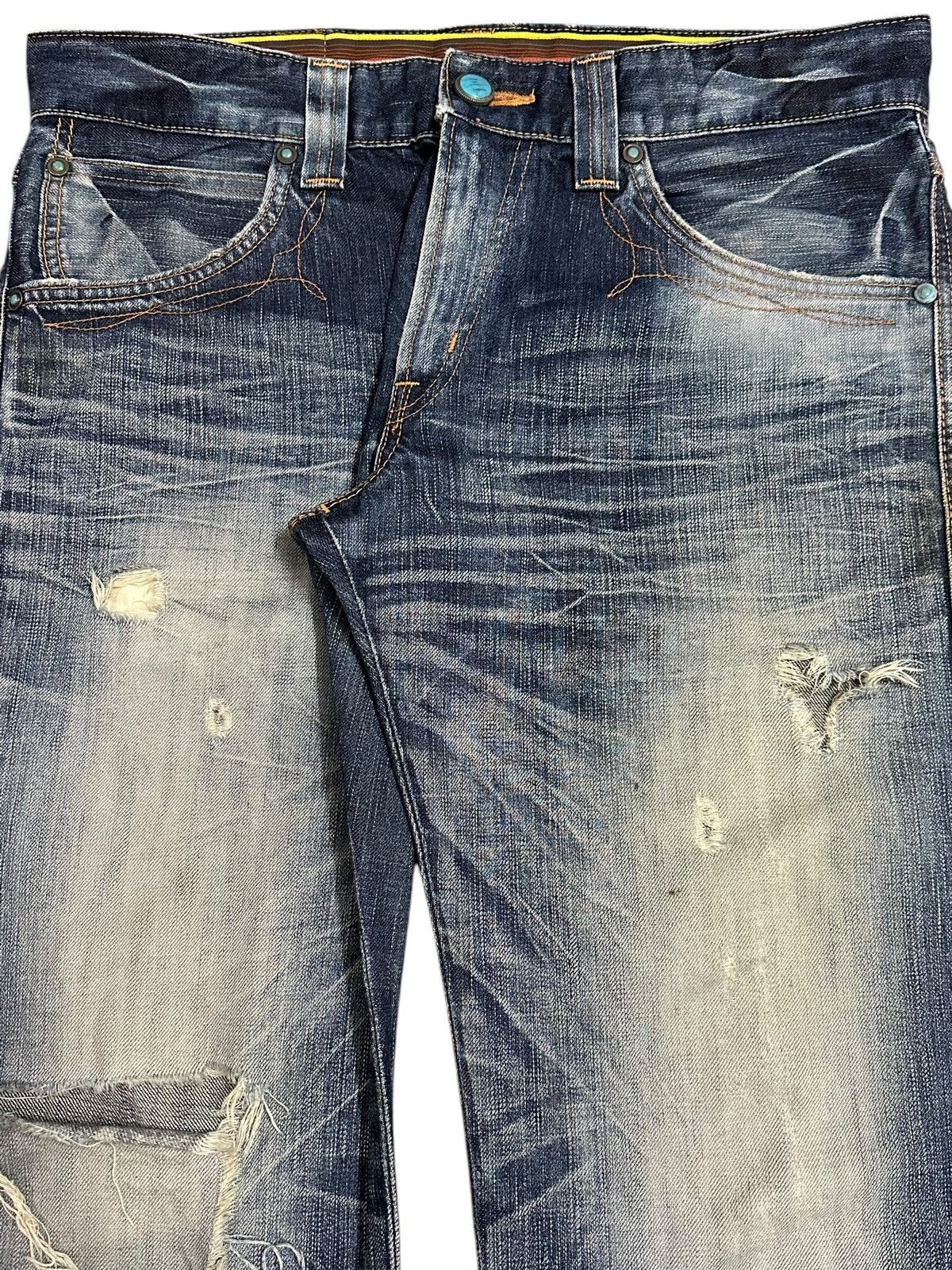 Edwin Vintage Edwin Blue Trip Faded Wash Distressed Bootcut Jeans Size US 34 / EU 50 - 4 Thumbnail
