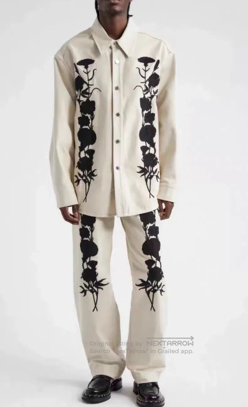 Song For The Mute SONG FOR THE MUTE Off-white floral pants Size US 32 / EU 48 - 7 Thumbnail