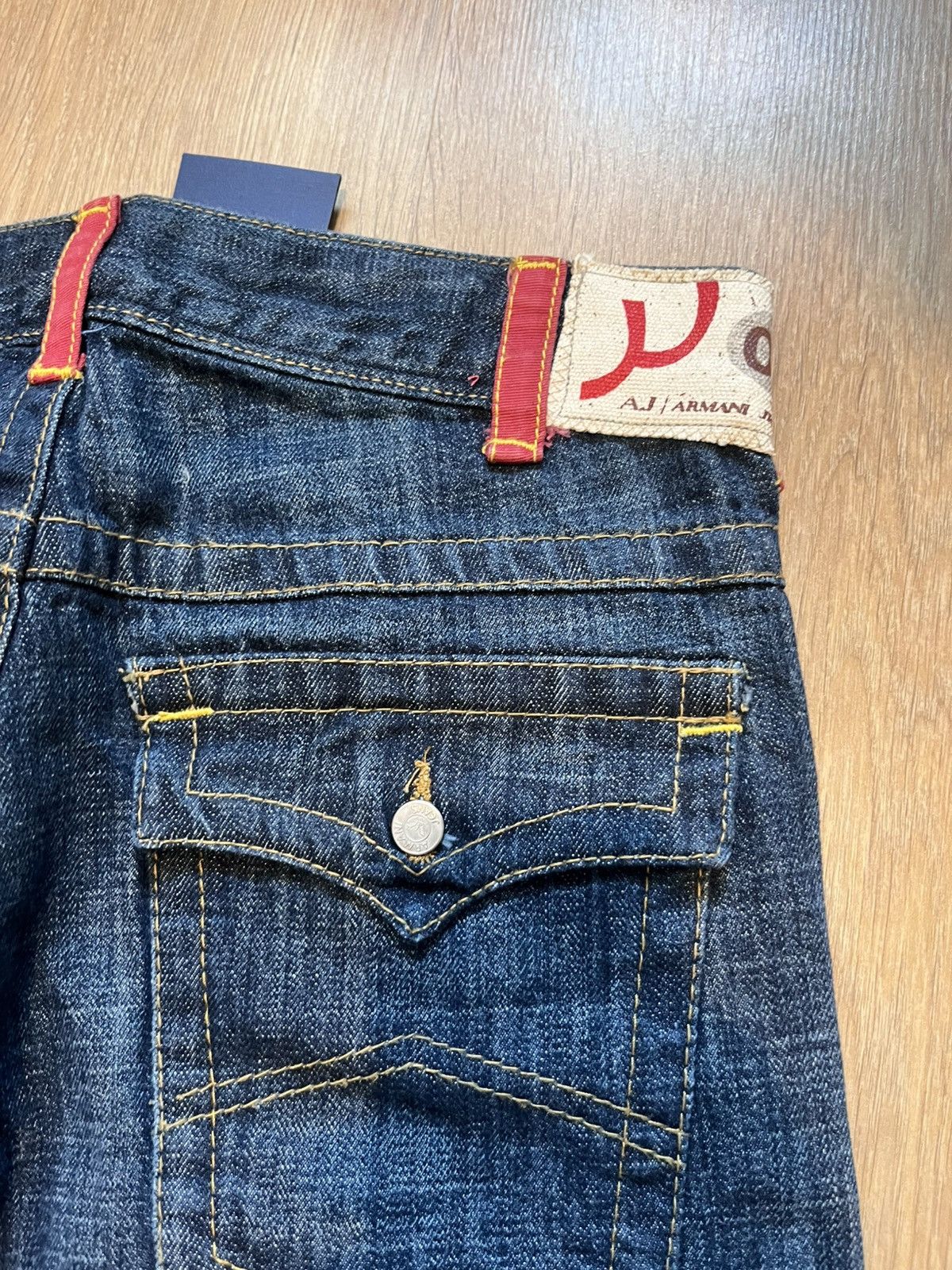 Giorgio Armani Flared Armani 00s Y2K Vintage Dirty Distressed BootCut Jeans Size US 29 - 3 Thumbnail