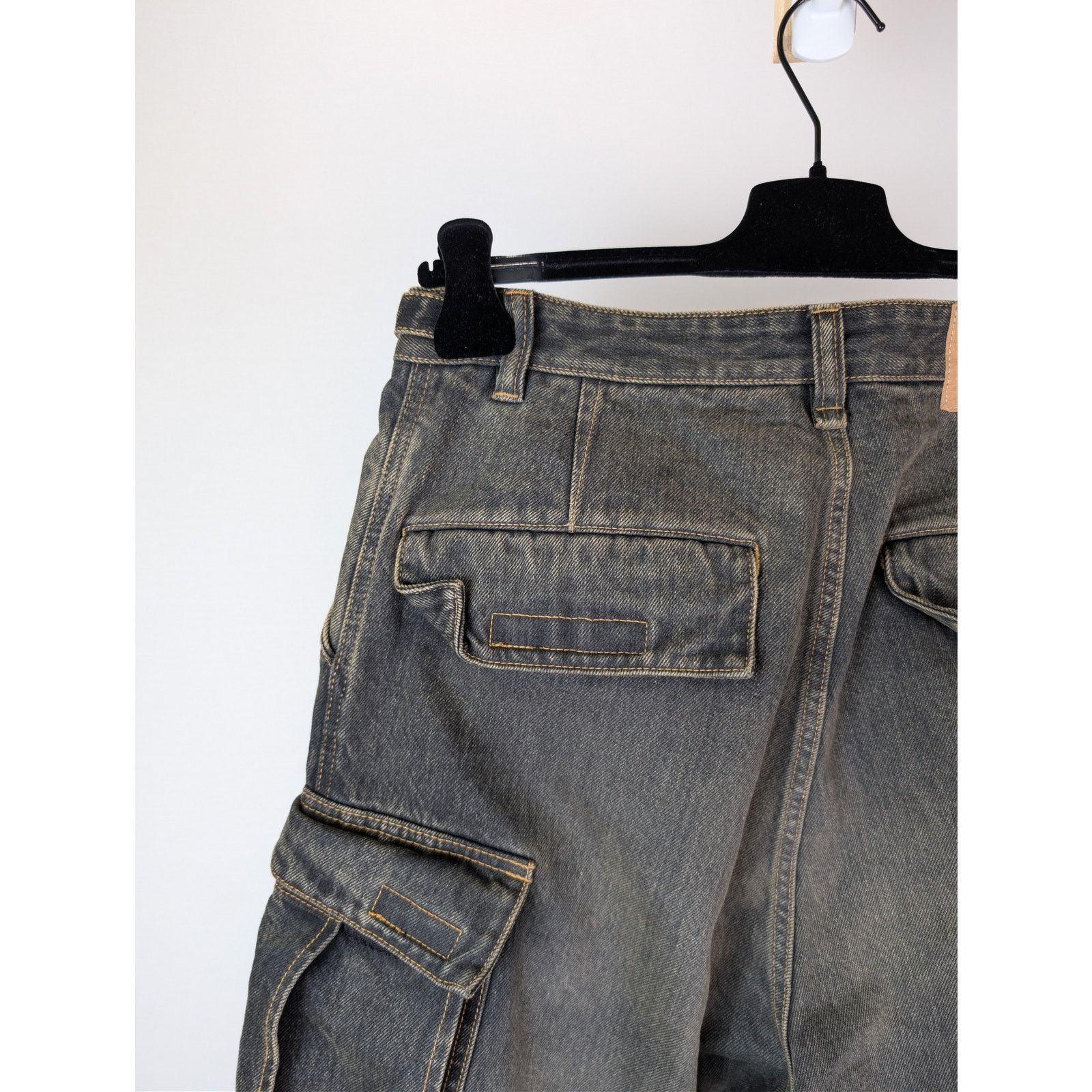 Balenciaga o1rshd1 Cargo Denim Trousers Pants in Washed Black Size US 30 / EU 46 - 15 Thumbnail