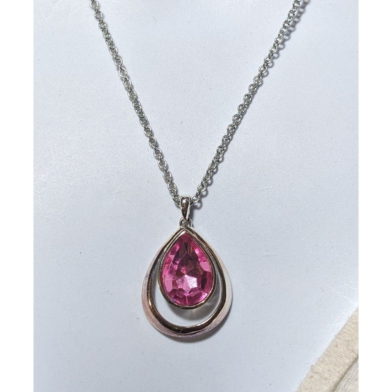 Other Coquette Pink Gemmed Teardrop Pendant Necklace Size ONE SIZE - 6 Thumbnail