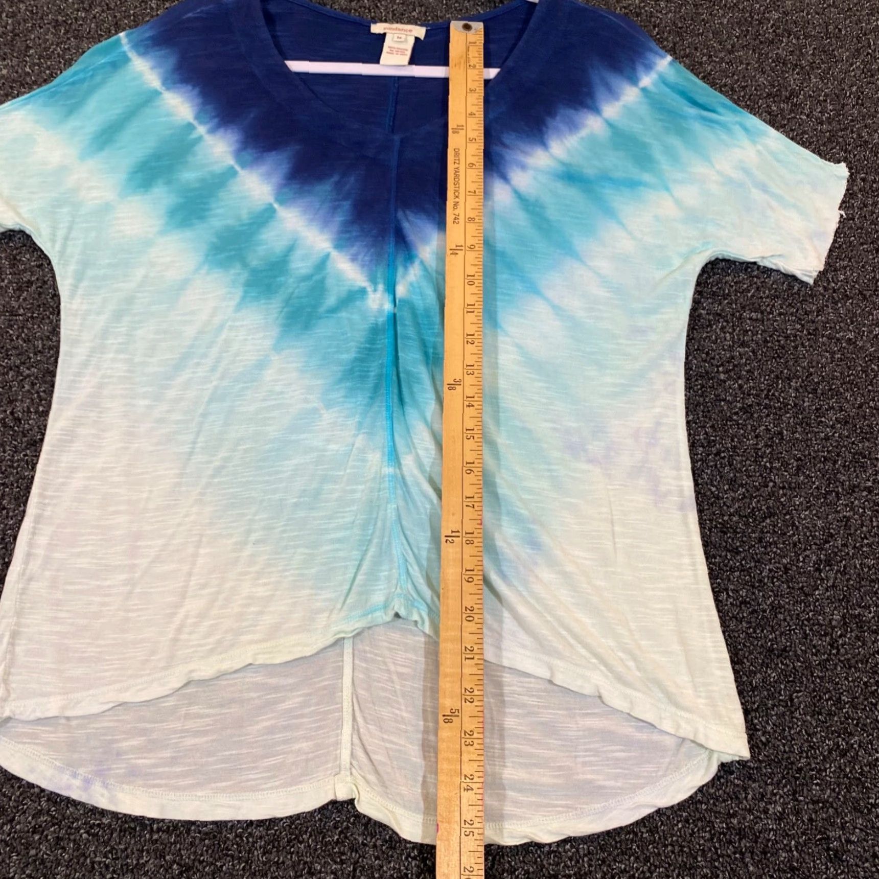 Vintage Sundance Top Womens Medium Blue White Tie Dye Round Neck Viscose Short Sleeve Shirt Size M / US 6-8 / IT 42-44 - 3 Thumbnail