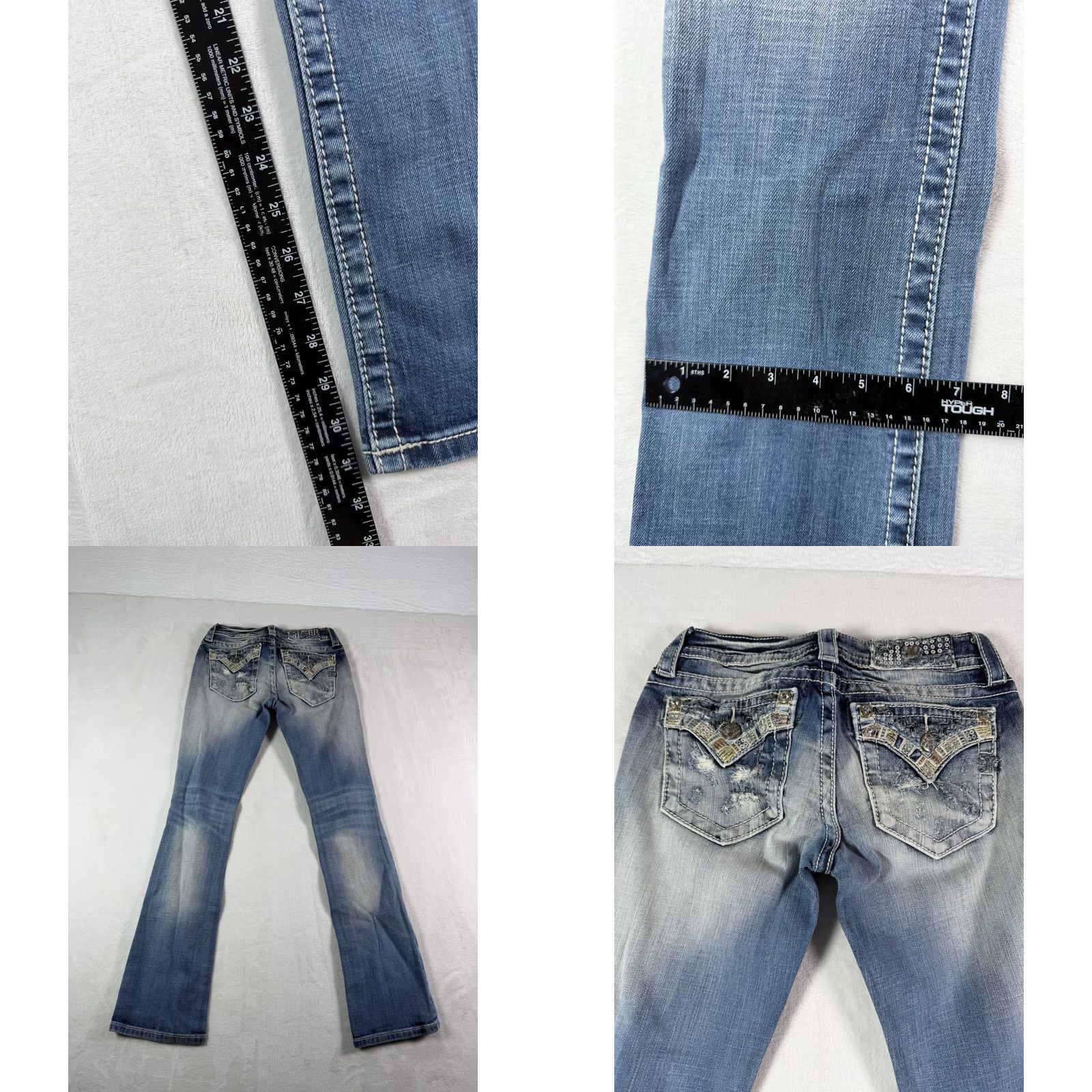 Miss Me Miss Me Jeans Slim Boot Western Cowgirl Denim 26 Blue 5-Pocket Design Womens Jeans Size 26" / US 2 / IT 38 - 8 Thumbnail