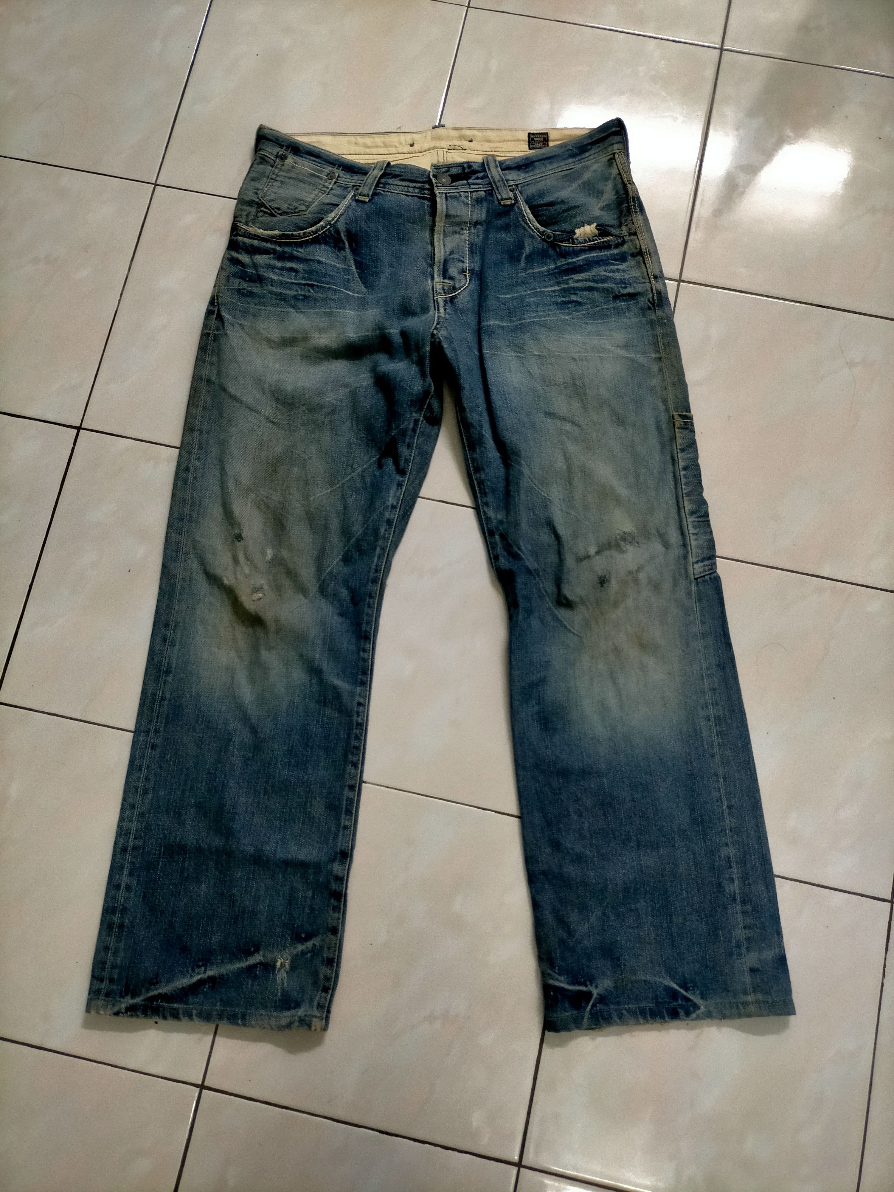 Japanese Brand × Vintage Vintage Bartack Buckle Back Selvedge Jeans Size US 33 - 3 Thumbnail