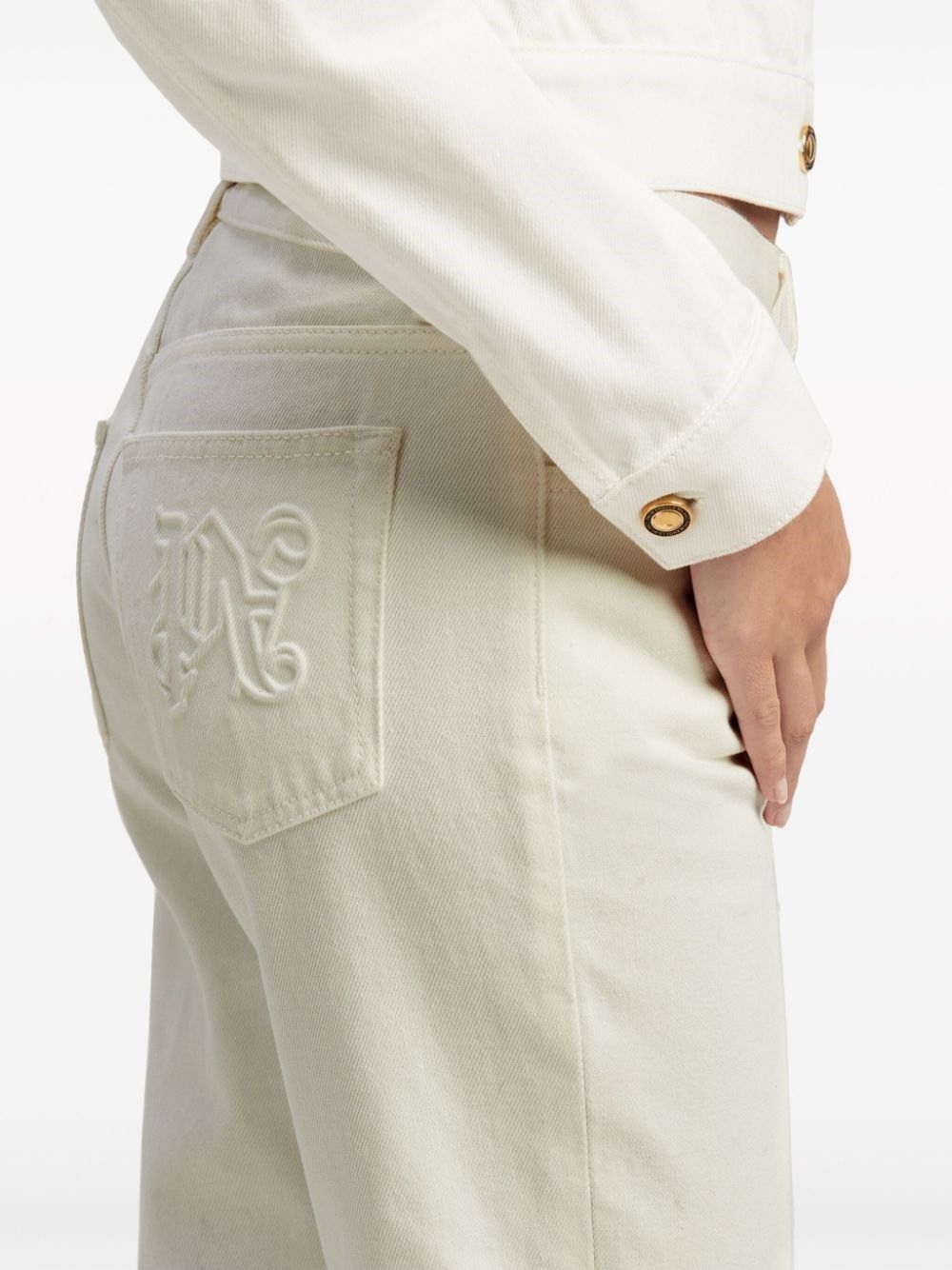 Palm Angels o1s22i1n0824 Gold Metal Detailing Jeans in White Size 27" / US 4 / IT 40 - 6 Thumbnail