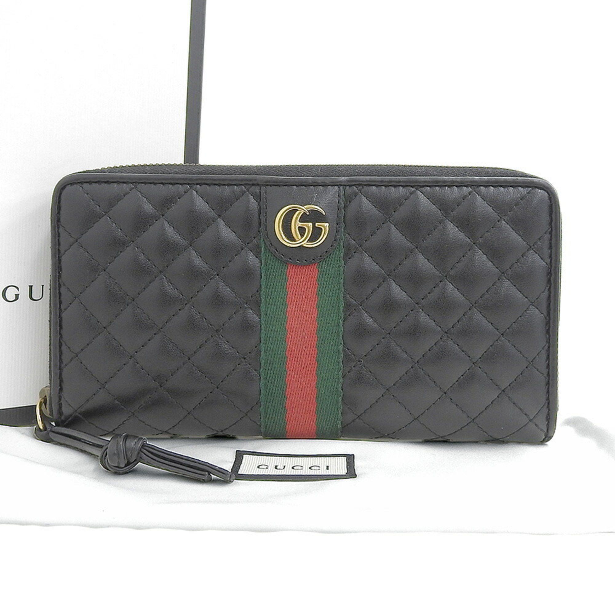 Gucci GUCCI Ophidia GG Marmont Sherry Line Quilted 536450 2149 Long Wallet Leather Black Size ONE SIZE - 1 Thumbnail