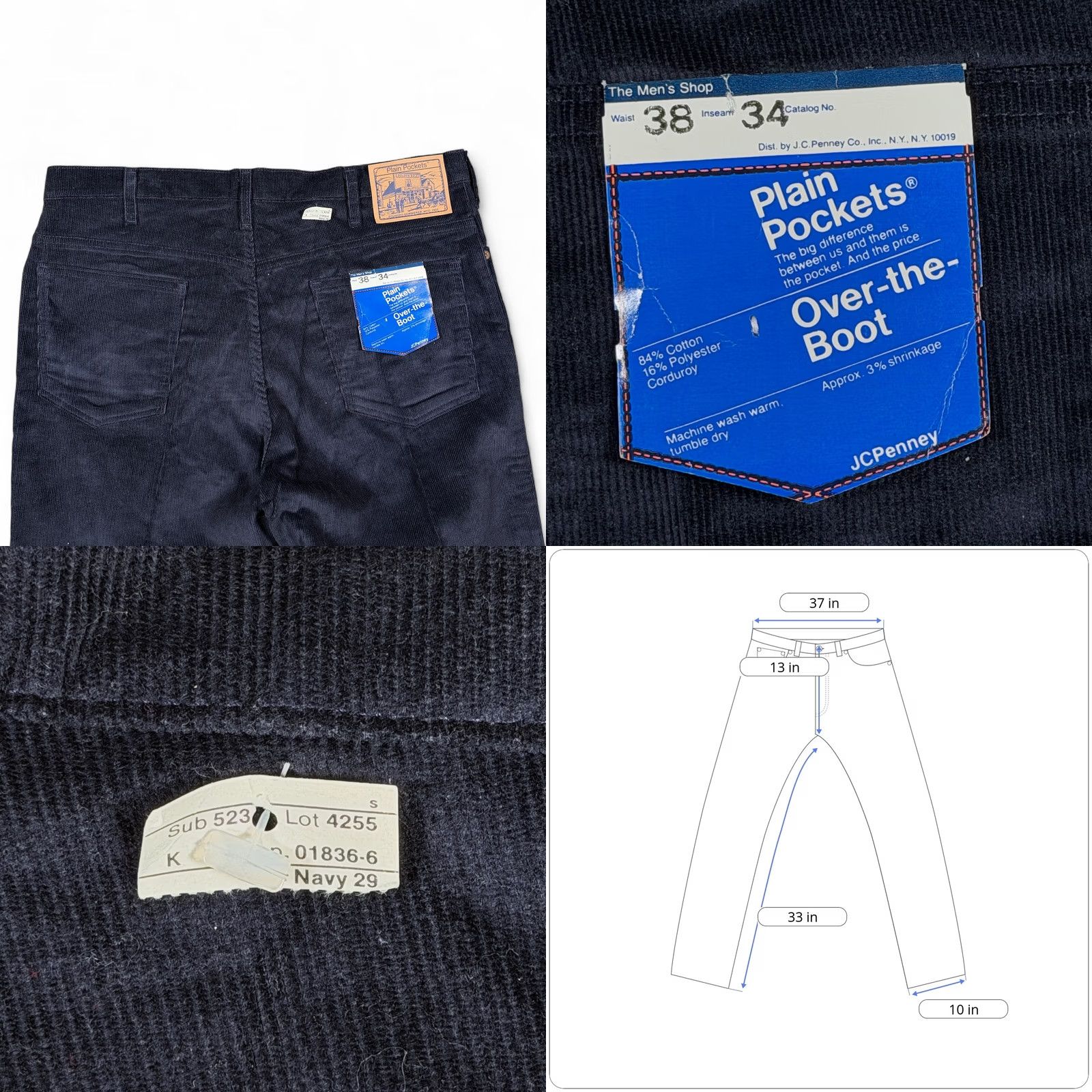 Vintage VINTAGE J. C. Penney Pants Mens 37x33 Blue Corduroy Bootcut Pockets 80s Size US 37 - 8 Thumbnail
