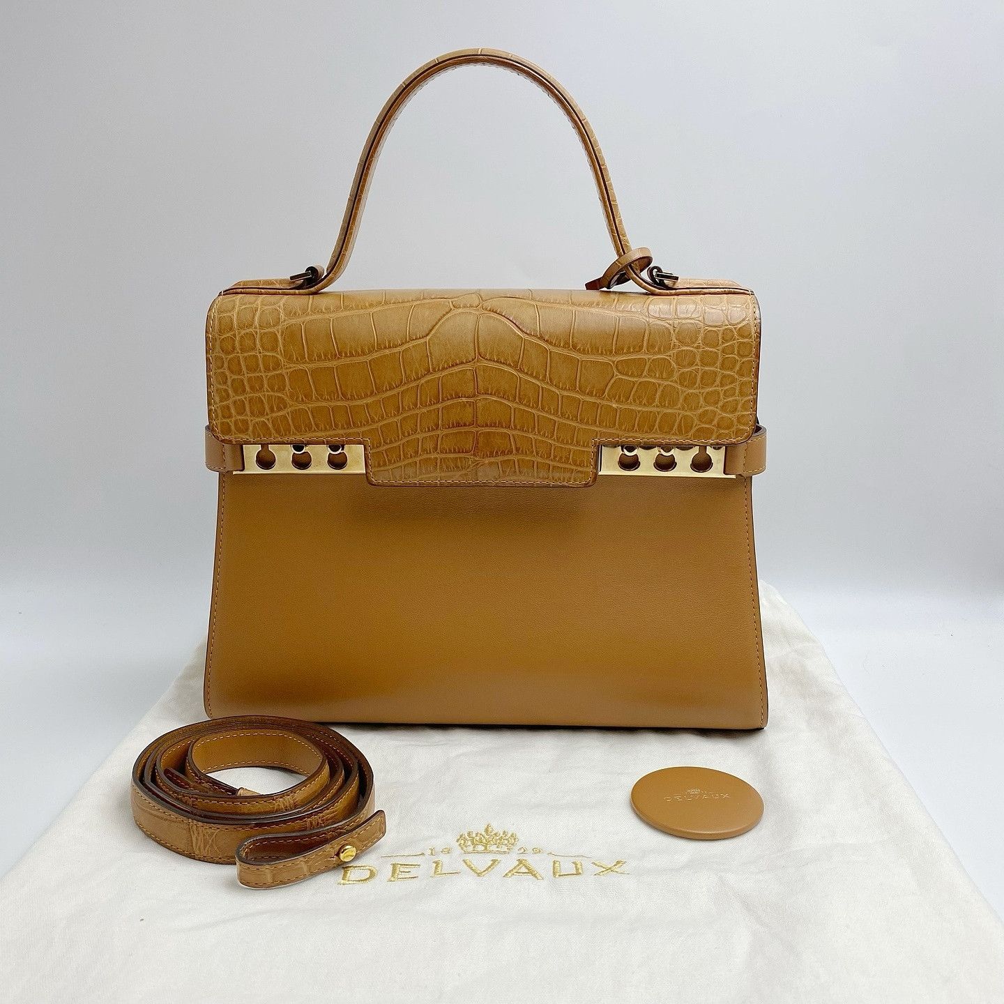 Delvaux Delvaux Tempête Crocodile Trim Handle Bag ONE SIZE Size ONE SIZE - 1 Thumbnail