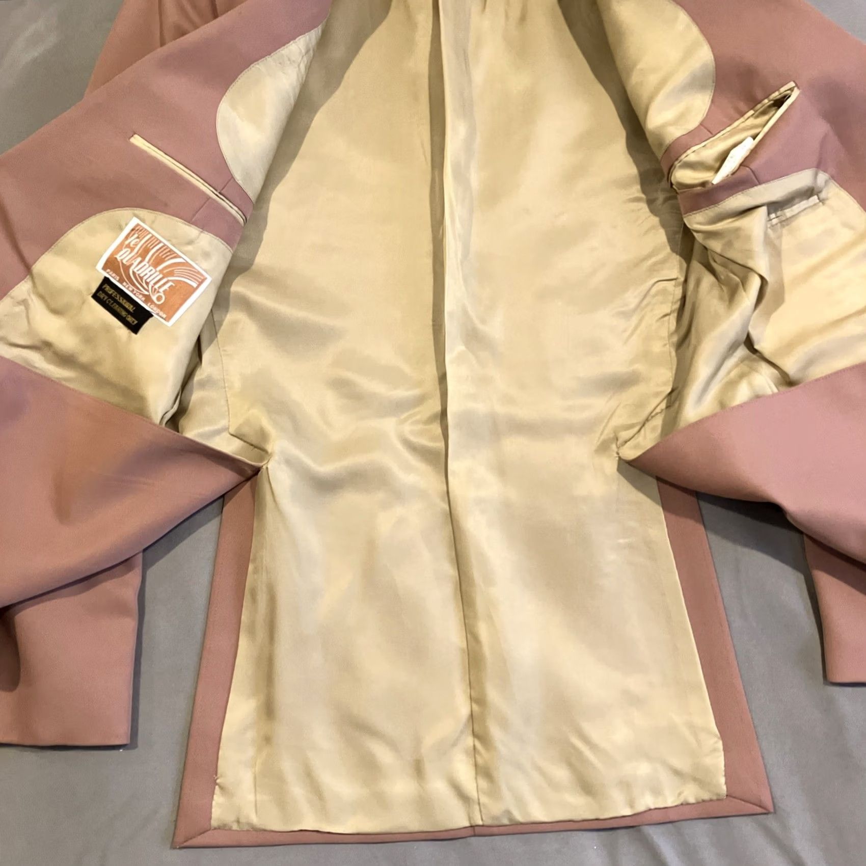 Vintage VINTAGE Le Quadrille Blazer Jacket 40R Beige Mens Regular, Paris/New York/London Sport Coat Swing London Theme 40 Mens Size 40R - 7 Thumbnail