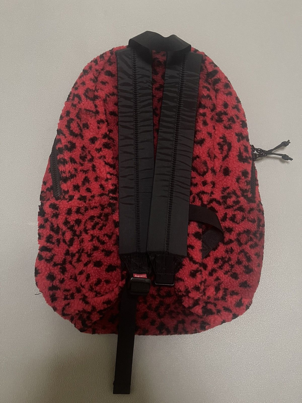 Supreme leopard fleece backpack red brand new