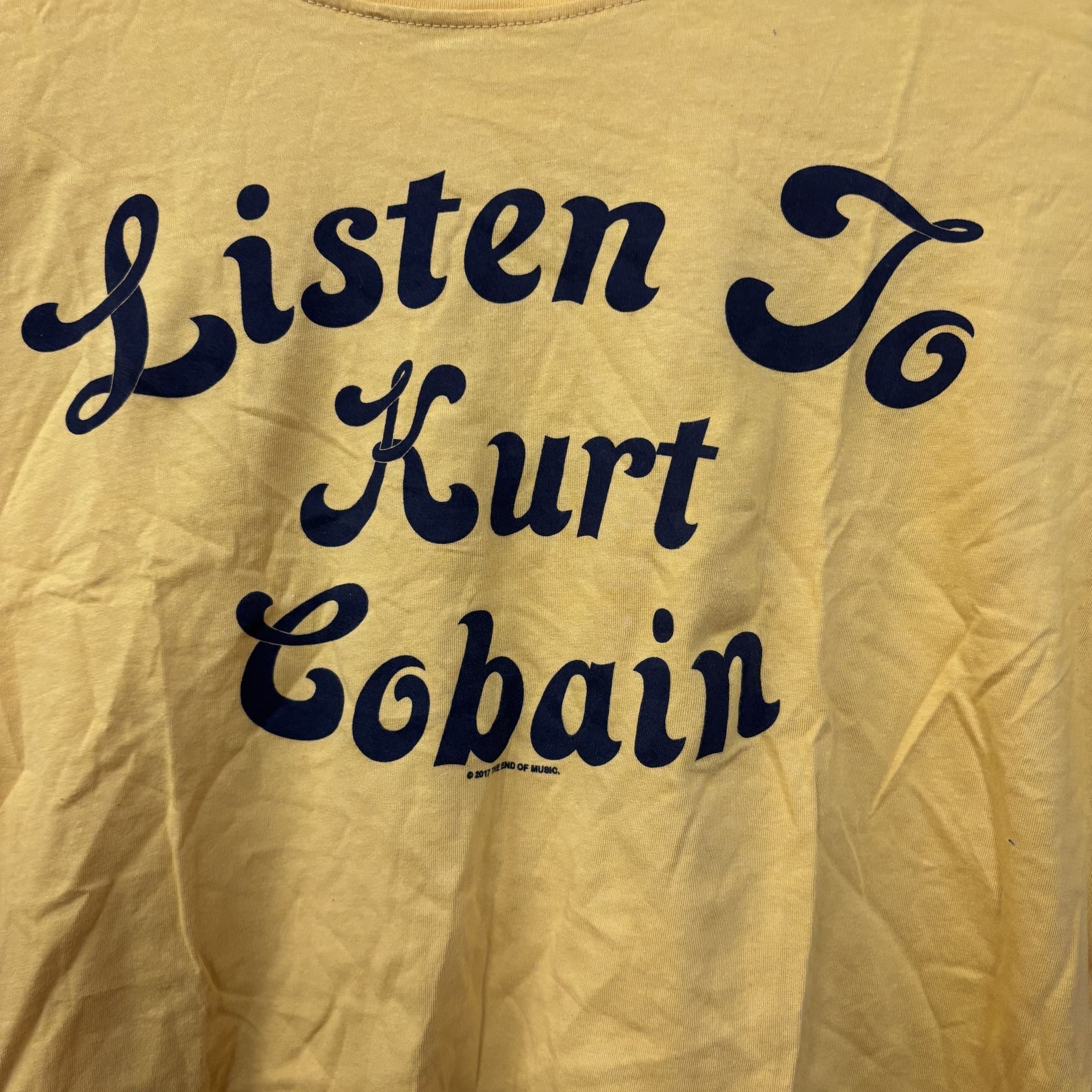Nirvana Listen to Kurt Gobain Yellow Crop- top Shirt XL Size XL / US 12-14 / IT 48-50 - 3 Thumbnail