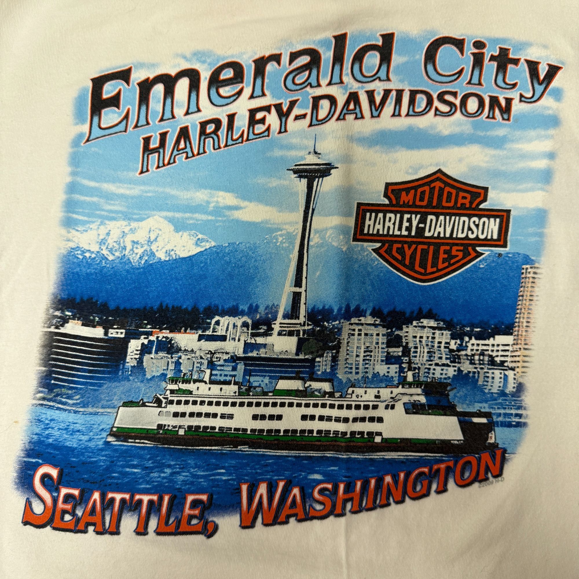 Harley Davidson H-D Motorcycle Emerald City Wa American USA FLAG SKULL Shirt Size US L / EU 52-54 / 3 - 5 Thumbnail