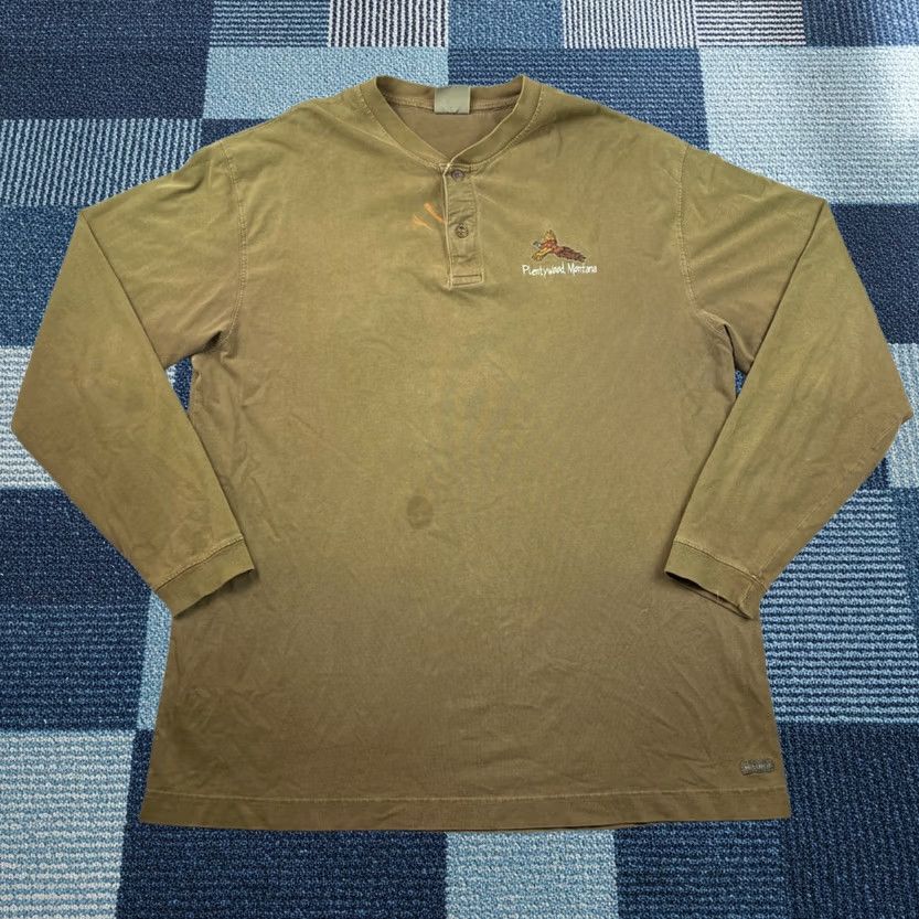 Vintage VINTAGE Woolrich Shirt Mens Large Olive Green Henley Long Sleeve Pullover 90s Button-Up Pocketed Cotton Regular 90s Theme Women? Mens Size US L / EU 52-54 / 3 - 1 Thumbnail