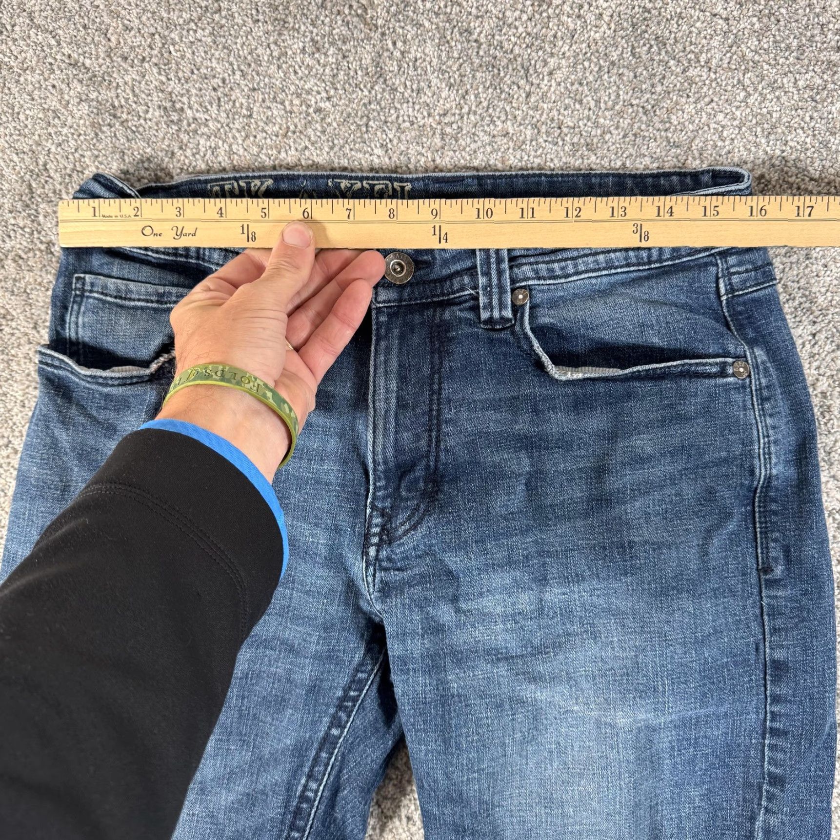 Vintage TK Axel Jeans Mens 32x27.5 Blue Wash Straight Leg Mid Rise X Stitch Pockets Denim Zip Five-Pocket Mens Regular Fit Clothes Size US 32 / EU 48 - 2 Thumbnail