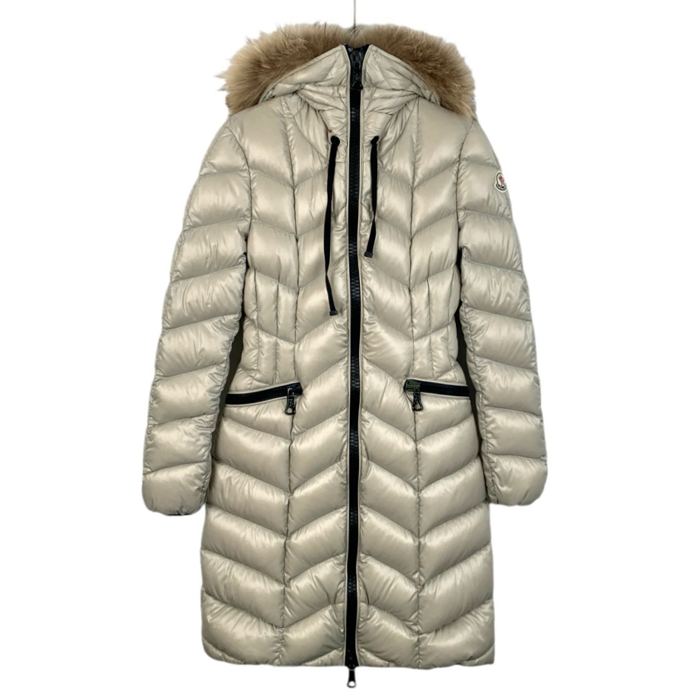 Moncler [Moncler] Belloy Khaki Logo Hooded Long Down Coat 1 S Size S / US 4 / IT 40 - 1 Thumbnail