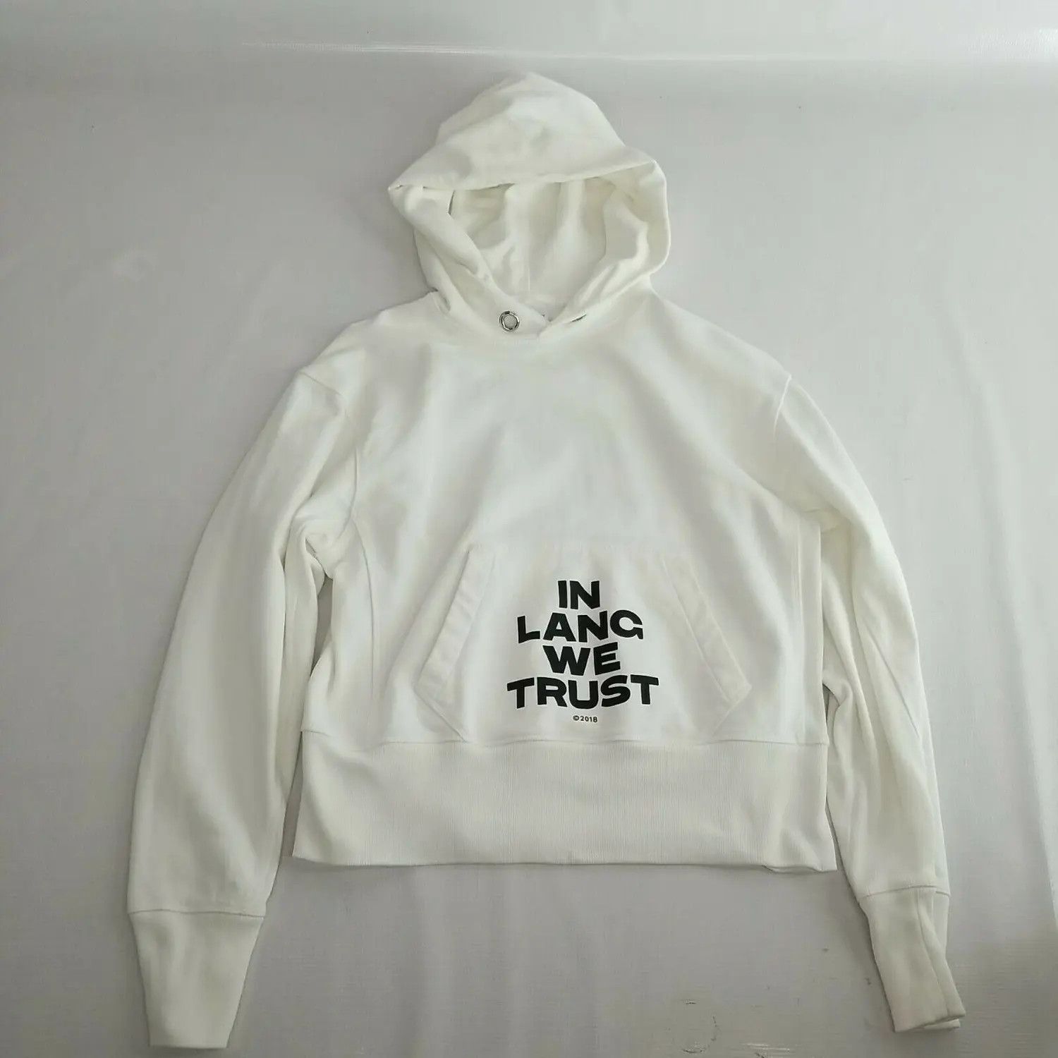 Helmut Lang Helmut Lang In Lang We Trust Ss18 White Pullover Hoodie Size US M / EU 48-50 / 2 - 1 Thumbnail