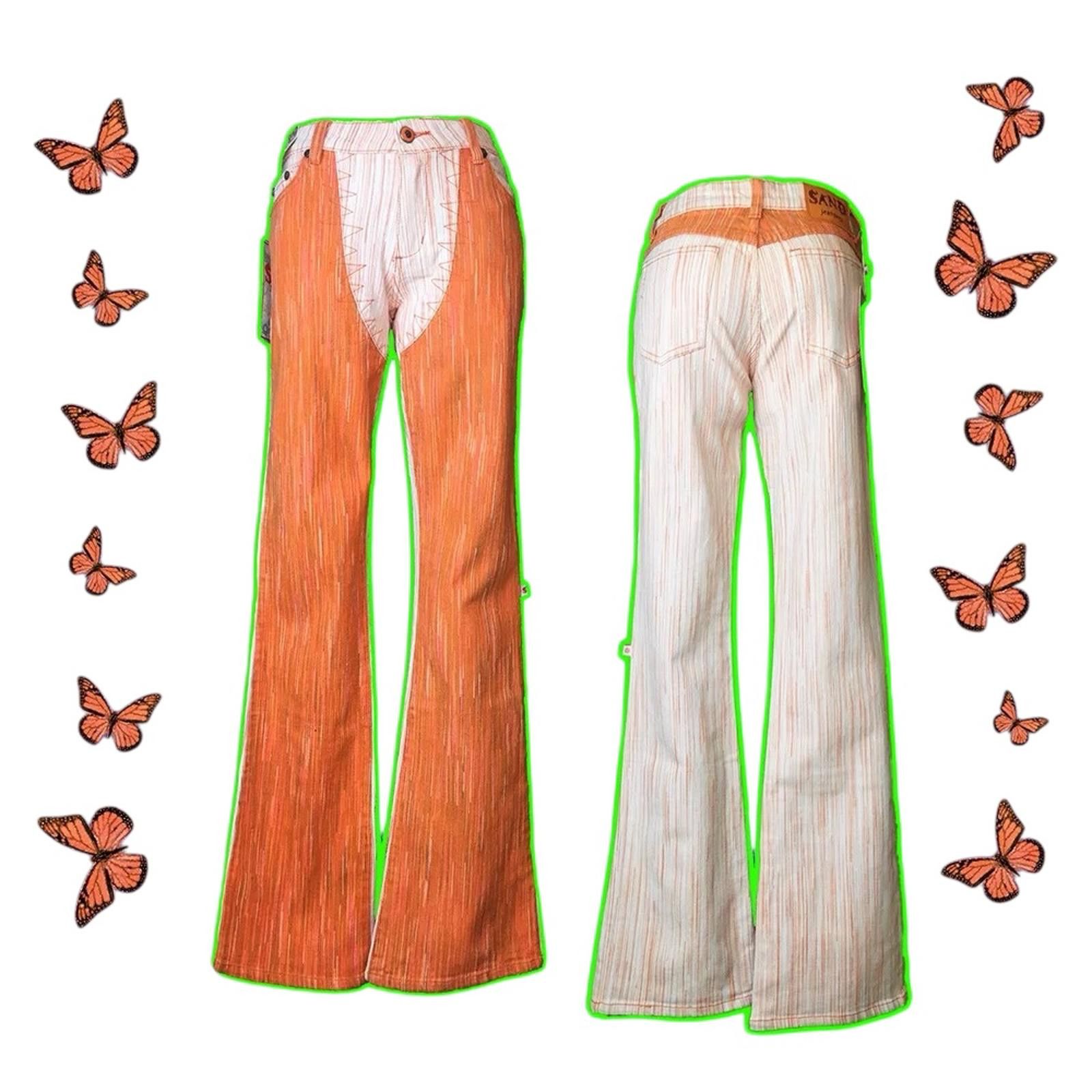Japanese Brand Deadstock Vtg Retro Two-Tone Flared Pants with Stitch Detail Size 25" / US 0 / IT 36 - 1 Thumbnail