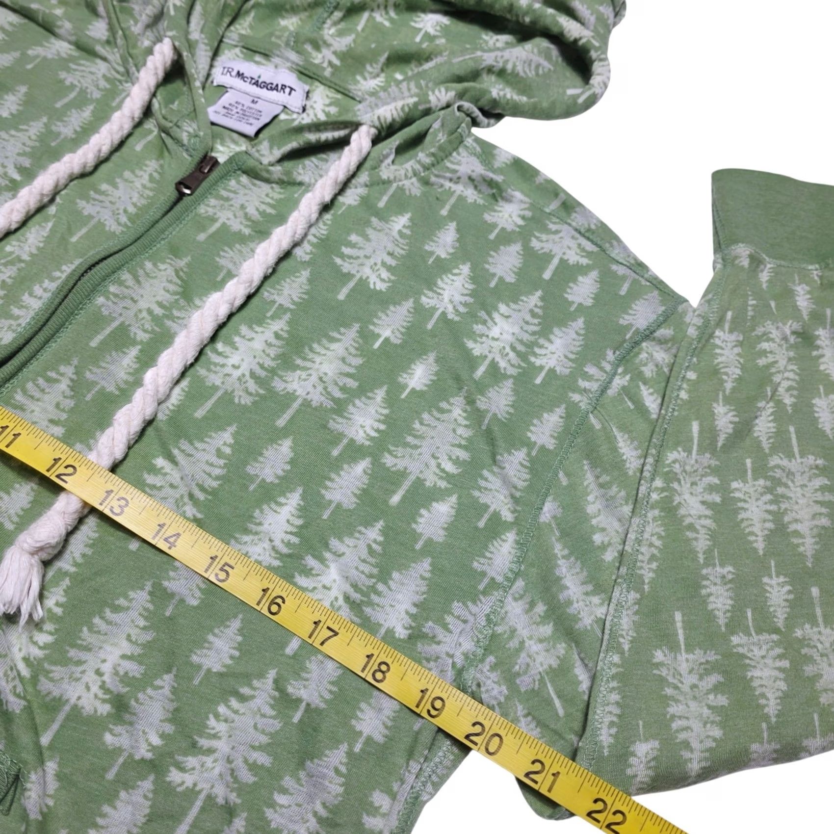 Vintage VINTAGE T.R. McTaggart Womens Full Zip Boho Thin Hoodie Green Pine Tree Aop Medium Y2k Mens Womens Size M / US 6-8 / IT 42-44 - 3 Thumbnail
