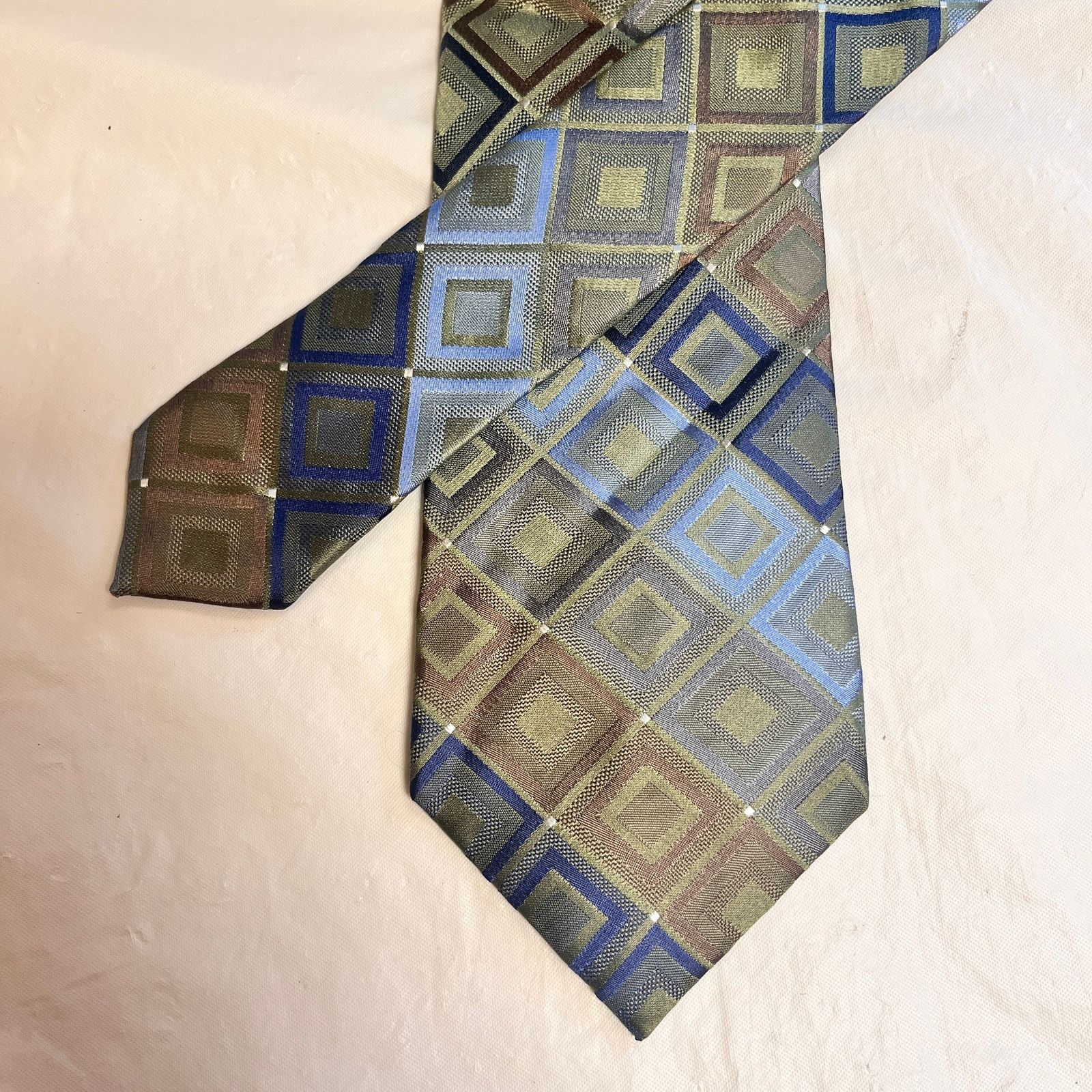Joseph Abboud Joe Joseph Abboud Geometric Patterned Silk Necktie Size ONE SIZE - 4 Thumbnail