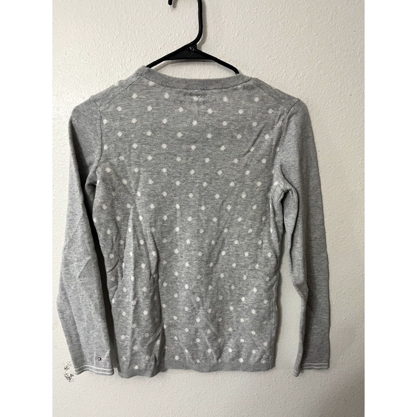 Tommy Hilfiger Tommy Hilfiger Women’s Pink Polka Dot Jumper Round Neck Sweater S Gray Logo Knit Pullover Casual Size S / US 4 / IT 40 - 2 Thumbnail