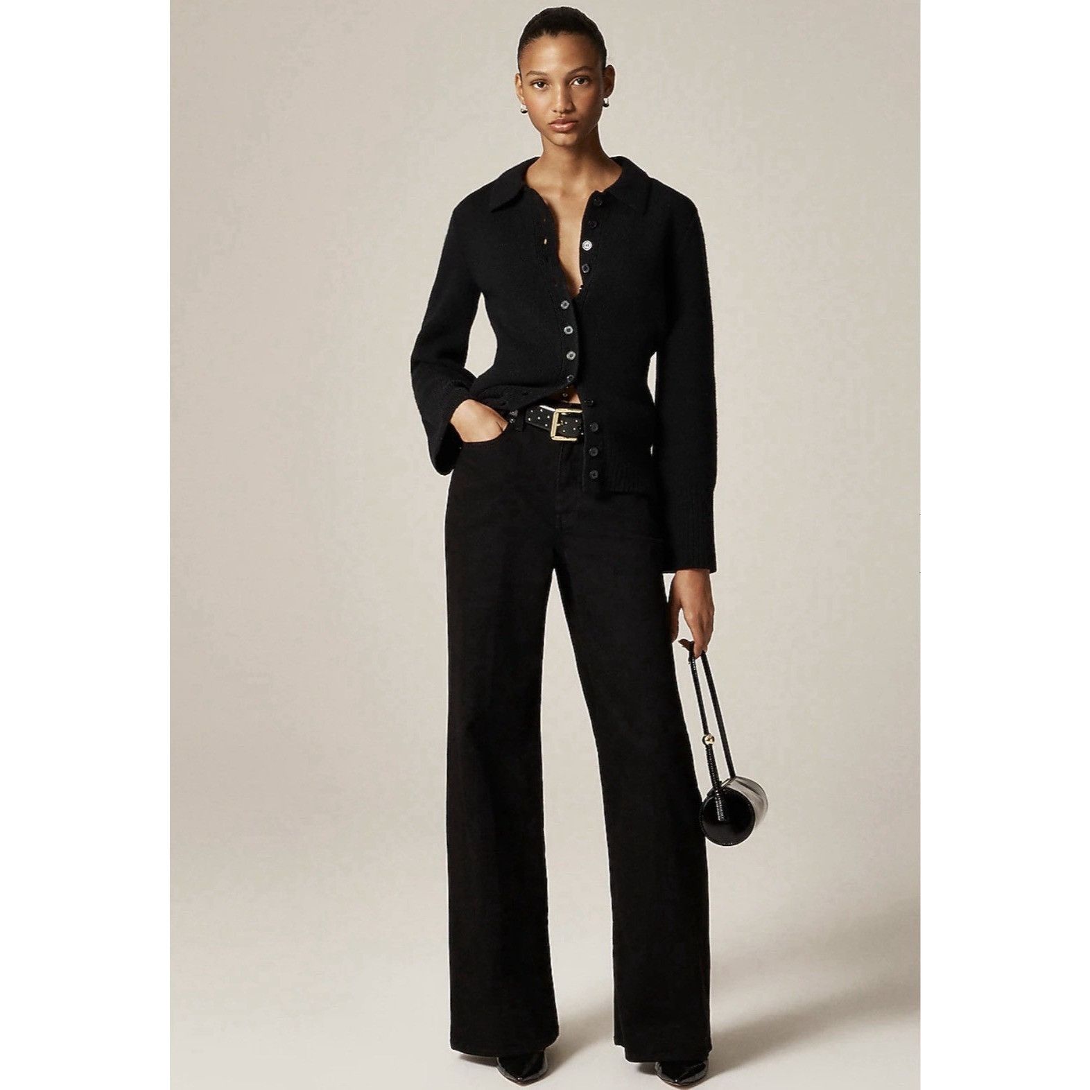 J.Crew J.Crew Womens Denim Trouser Wide Leg Jean Black High Rise Sz Size 26" / US 2 / IT 38 - 3 Thumbnail